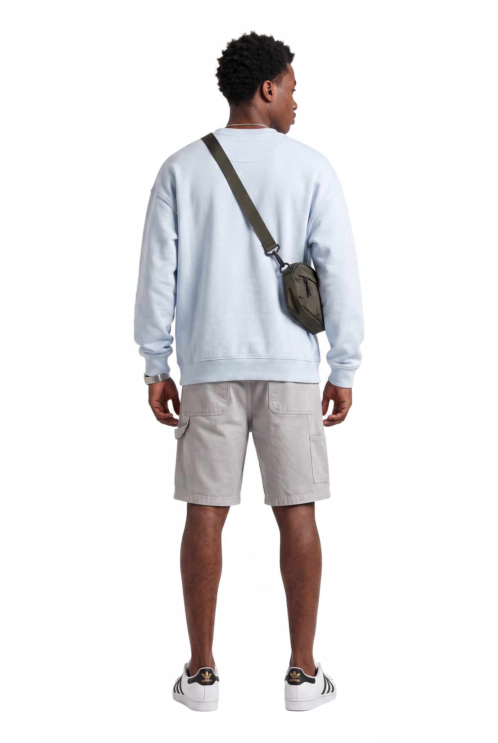 Steel Blue Ribbed Oversized Sweatshirt