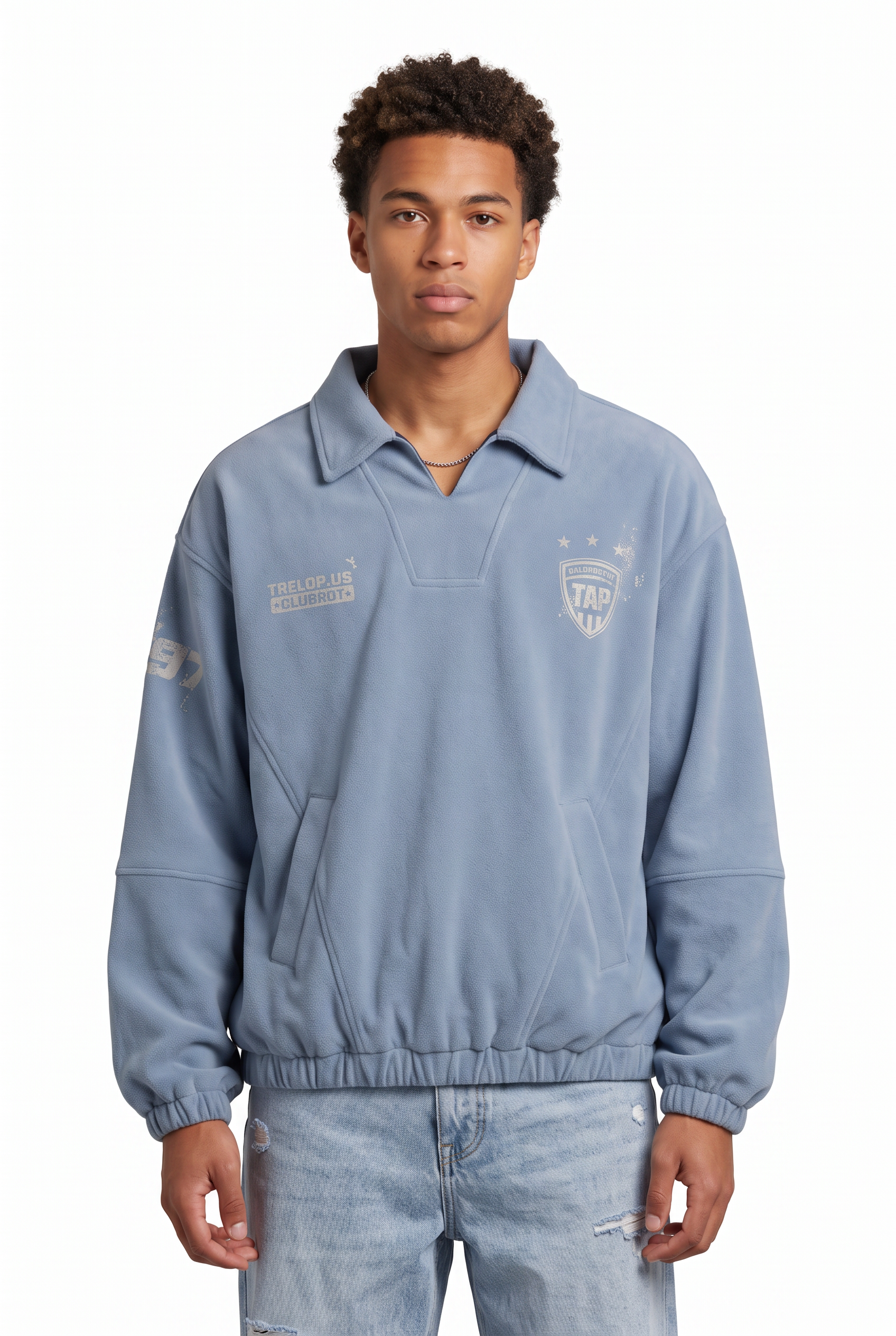 Steel Blue Ribbed Oversized Sweatshirt