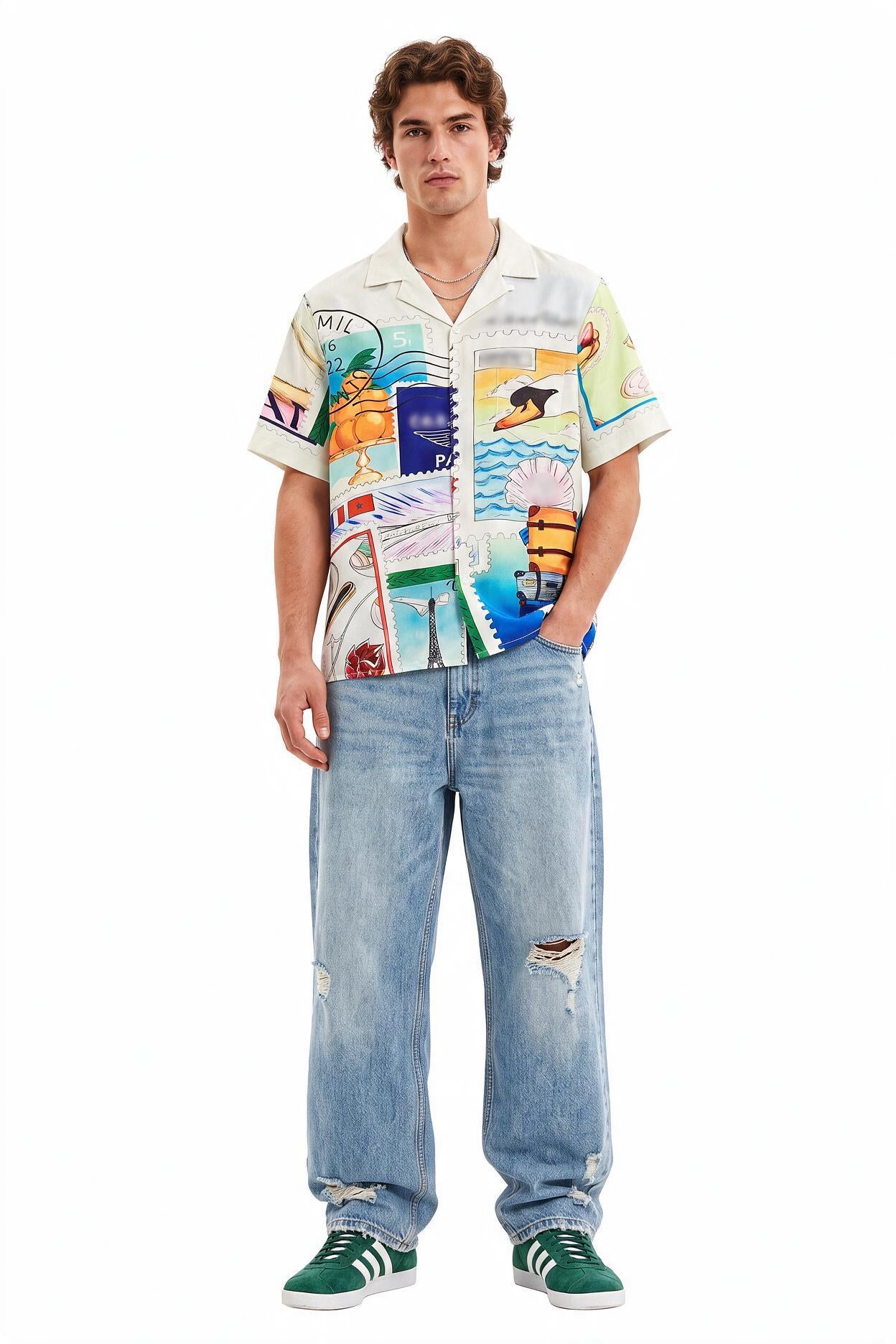 White Chest Pocket Casual Shirt