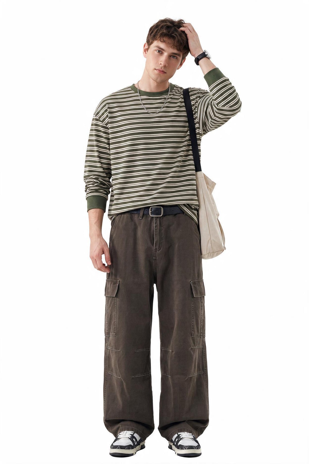 Washed Brown Cargo Trousers