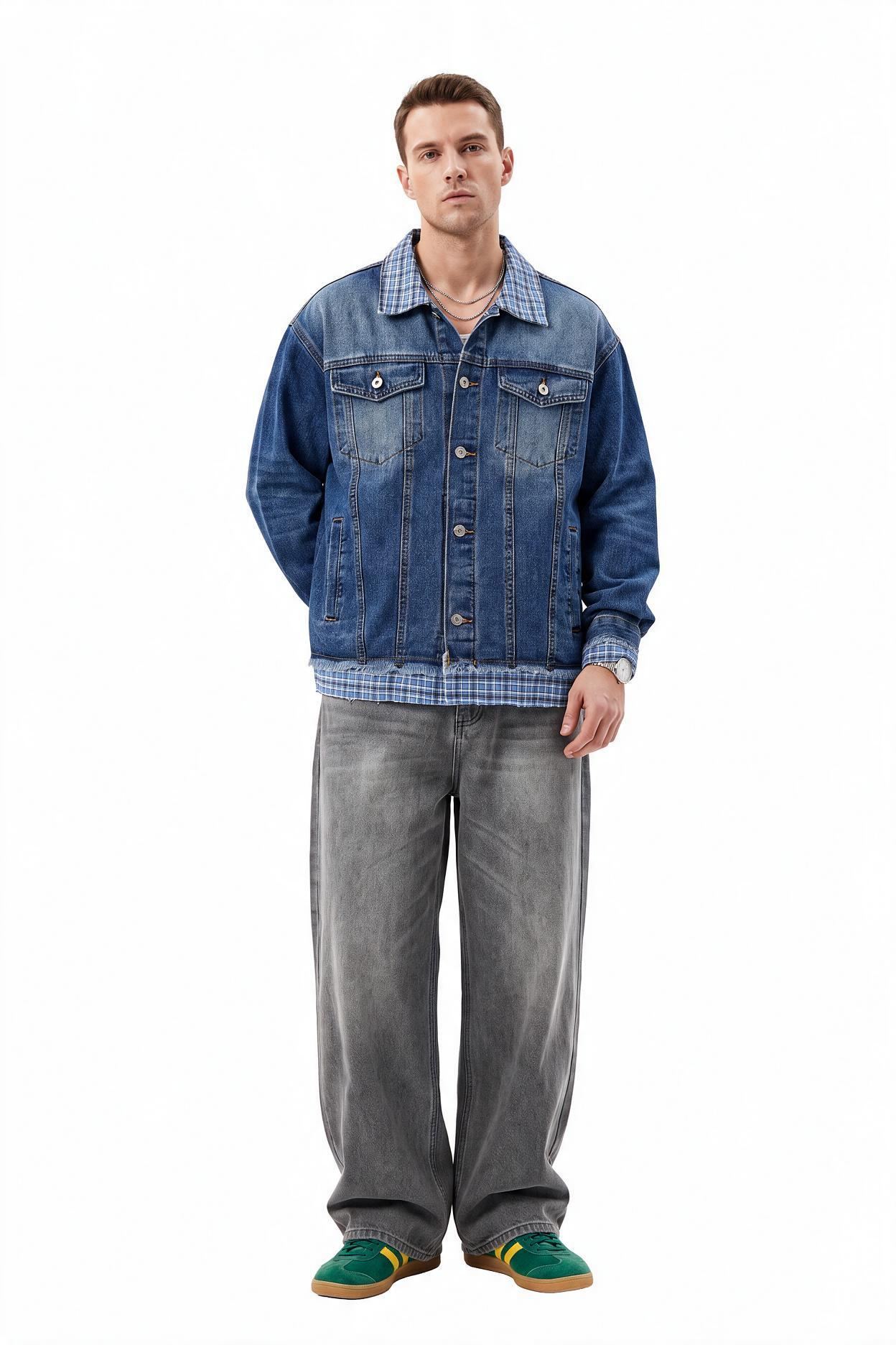 Navy Zip-Up Mandarin Collar Jacket