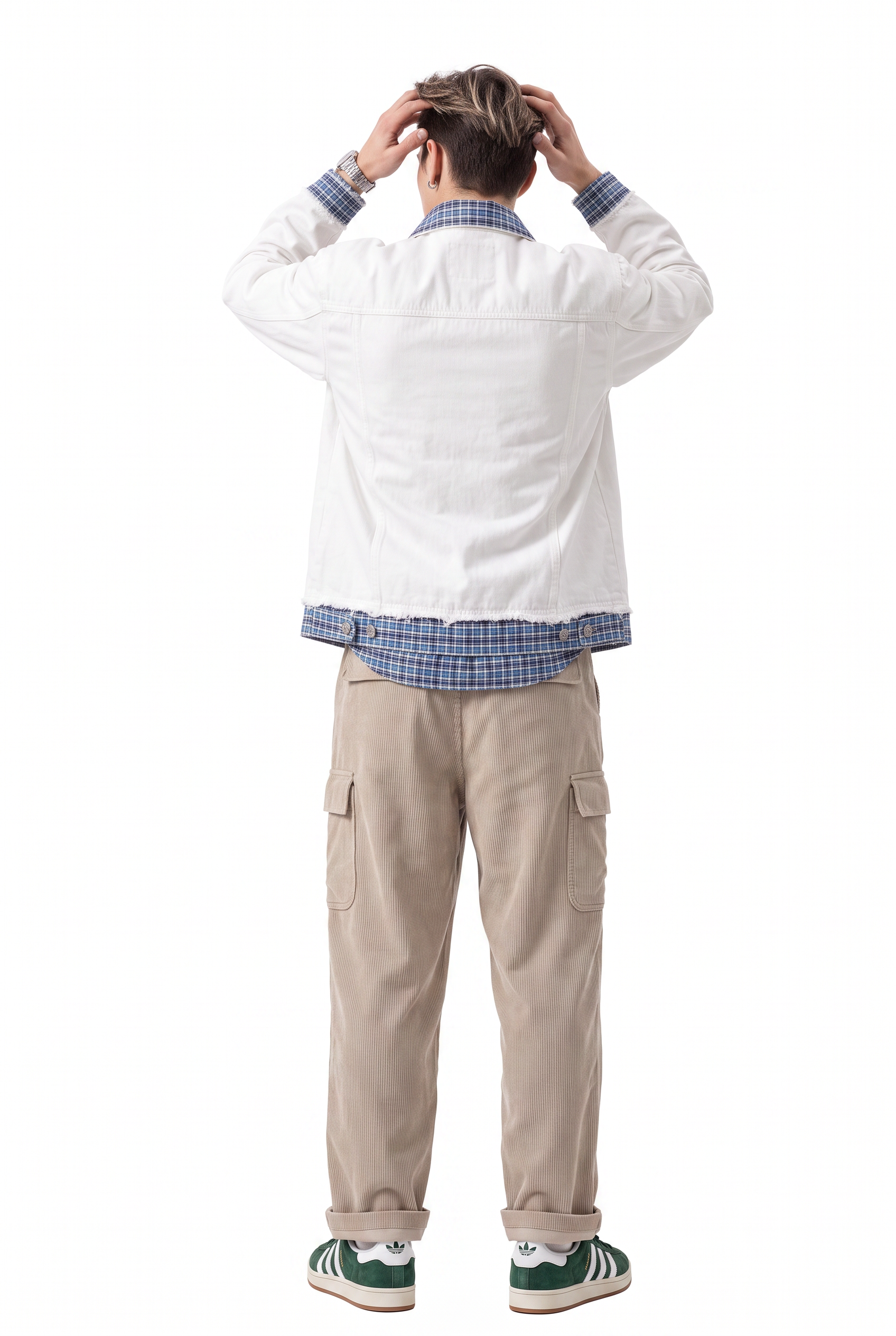 White Mandarin Collar Zip Jacket