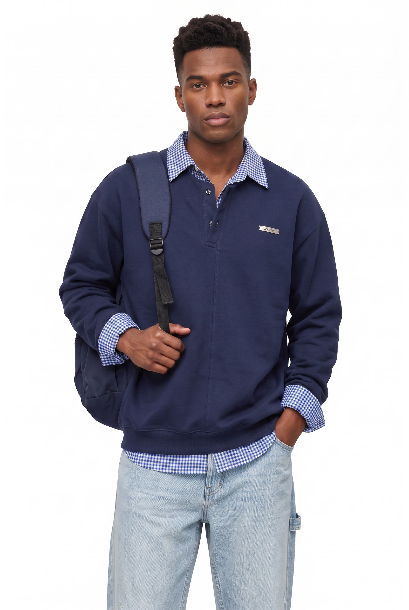 Steel Blue Ribbed Oversized Sweatshirt