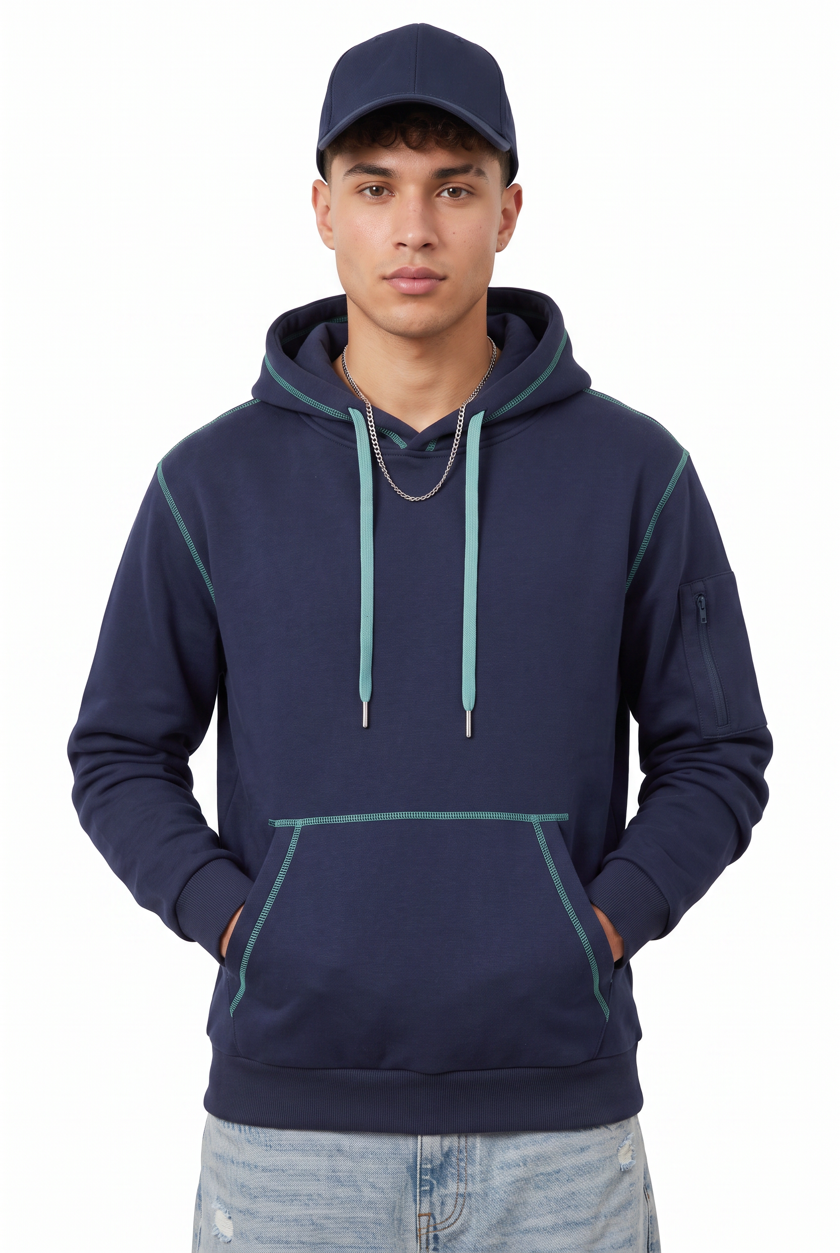 Steel Blue Ribbed Oversized Sweatshirt