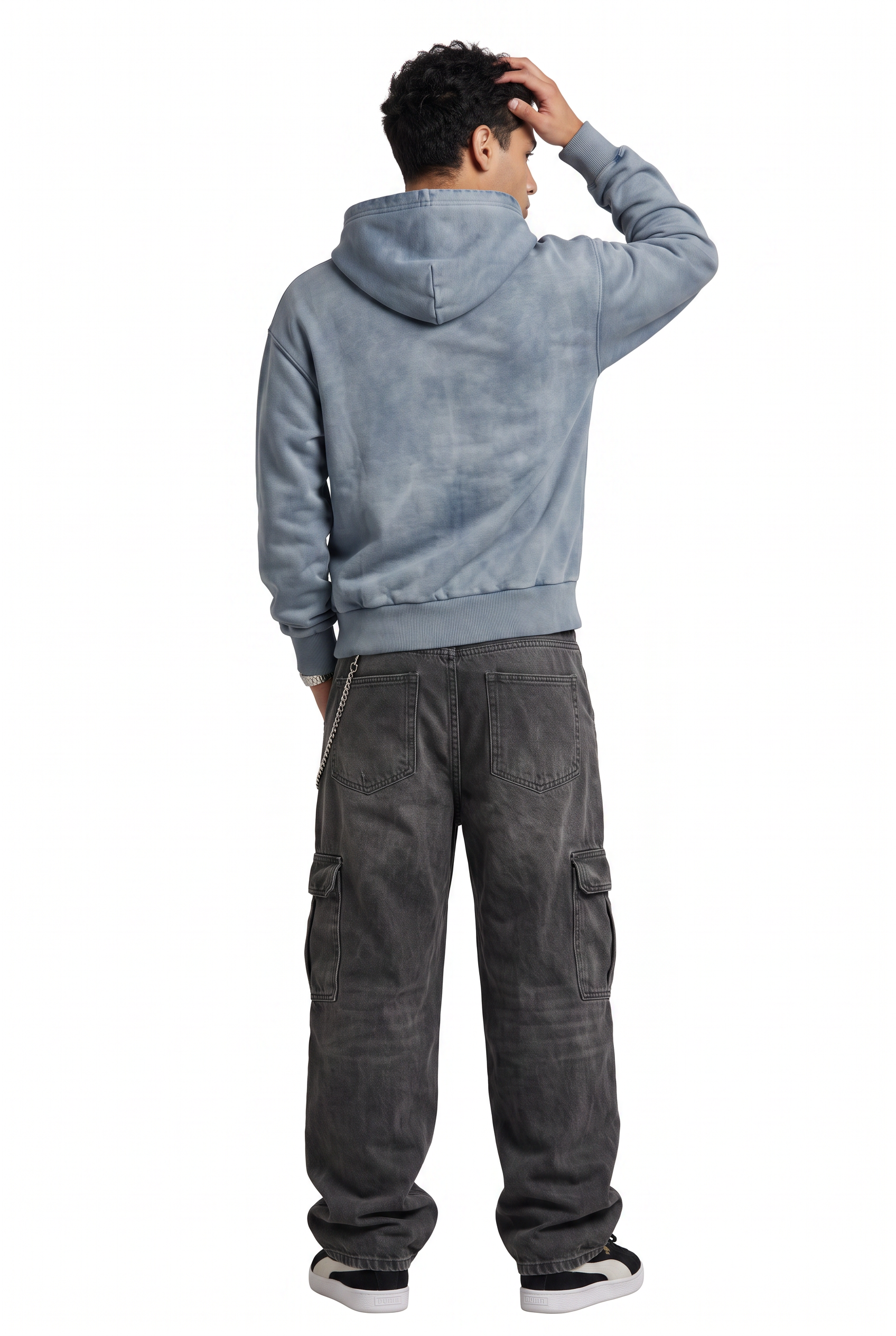 Steel Blue Oversized Drawstring Hoodie