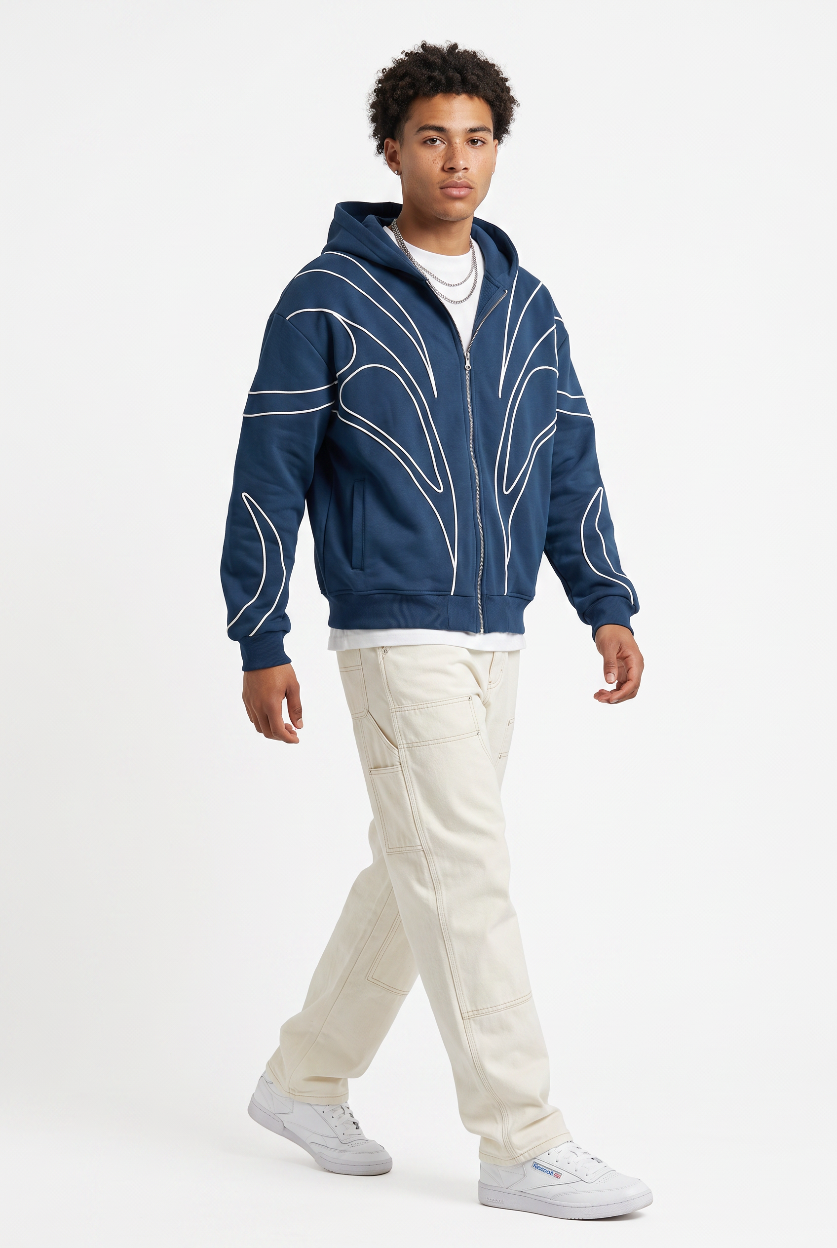 Steel Blue Drawstring Oversized Hoodie