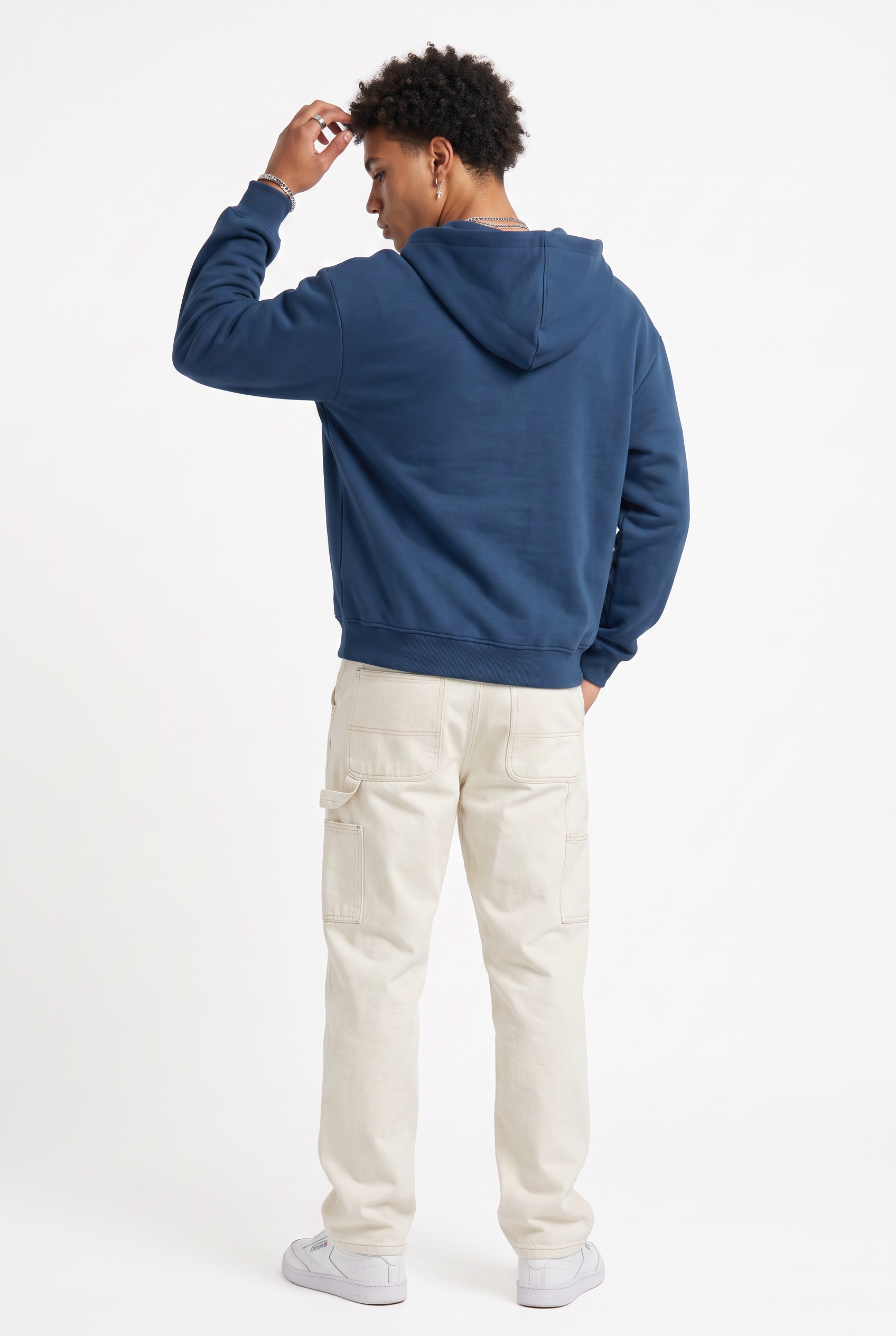 Steel Blue Drawstring Oversized Hoodie