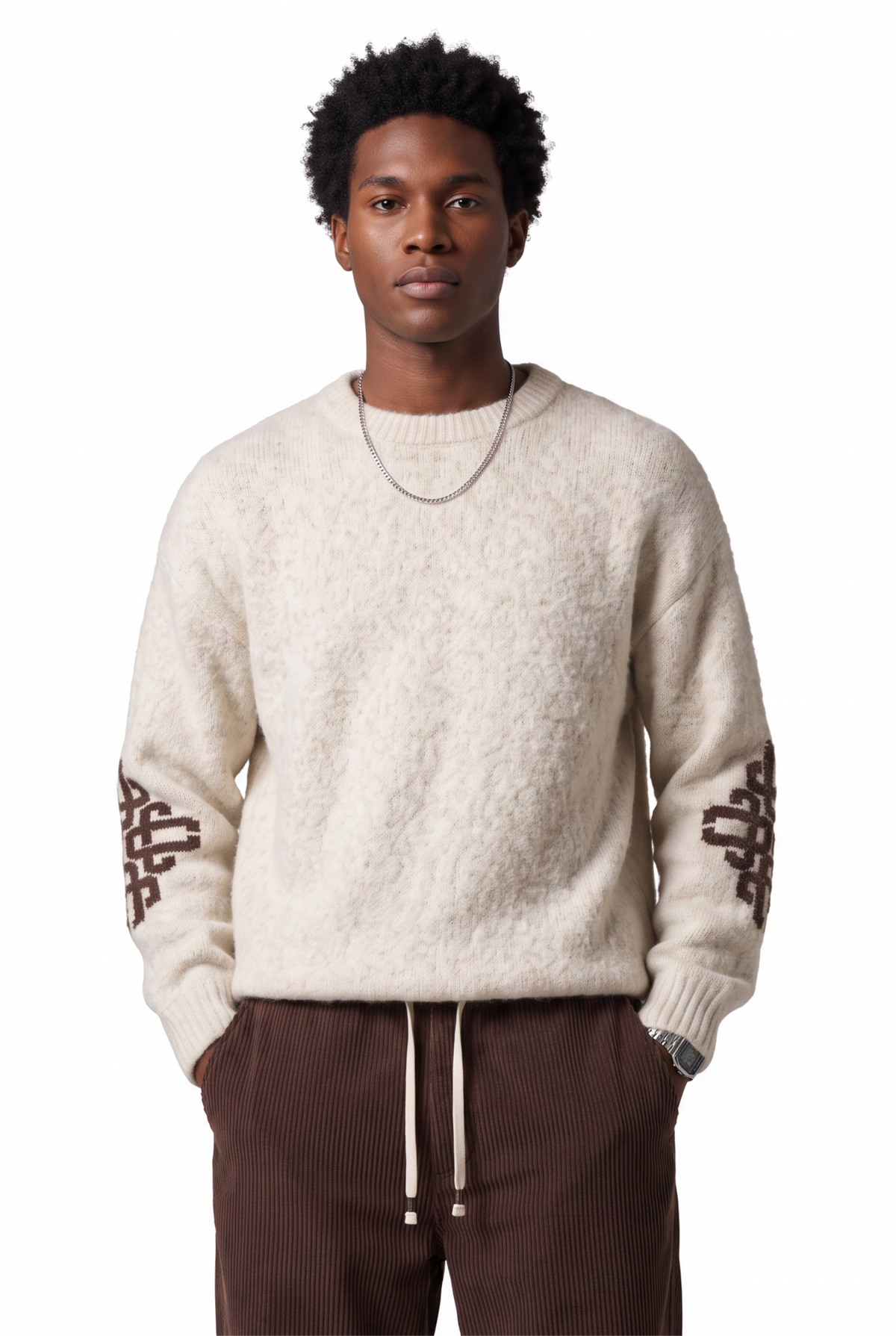 Textured Cream Knit Sweater