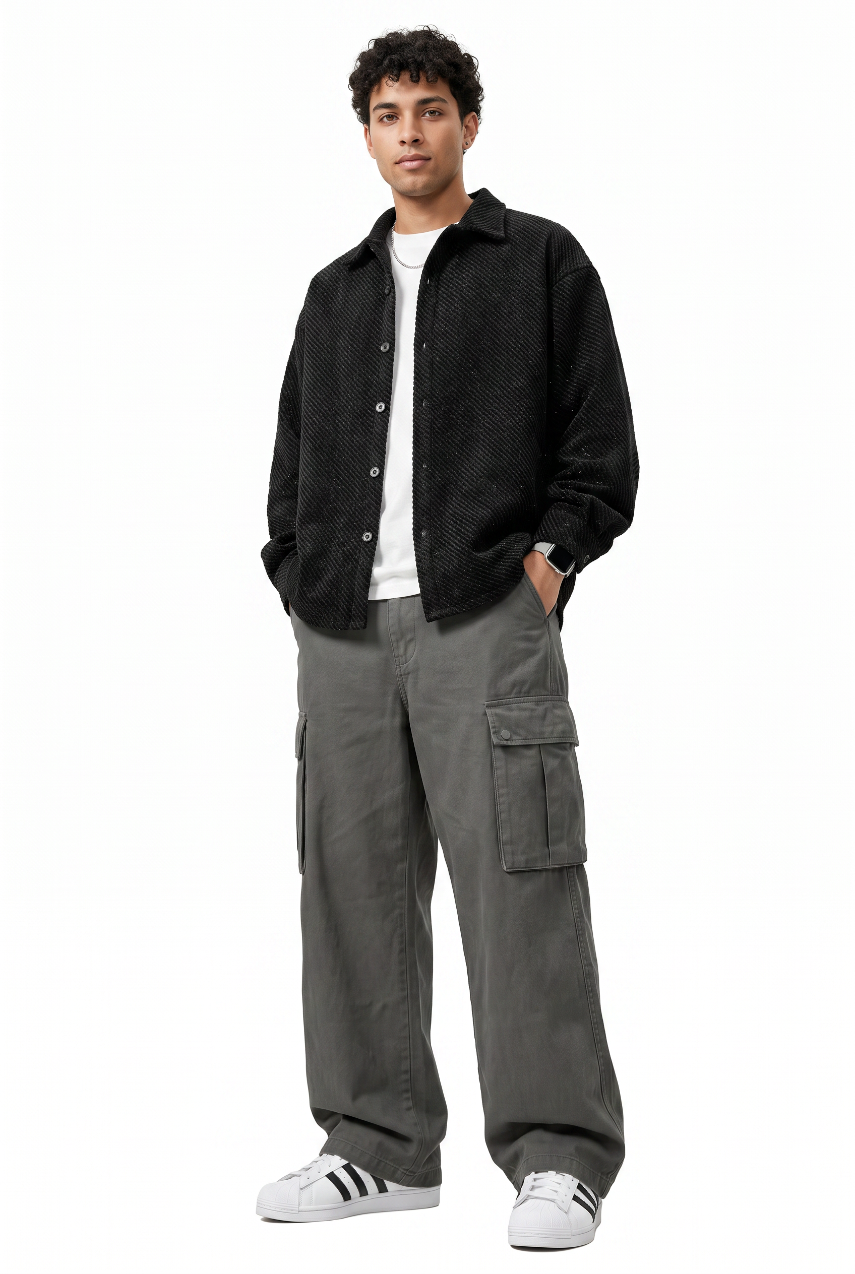 Black Chest Pocket Casual Shirt