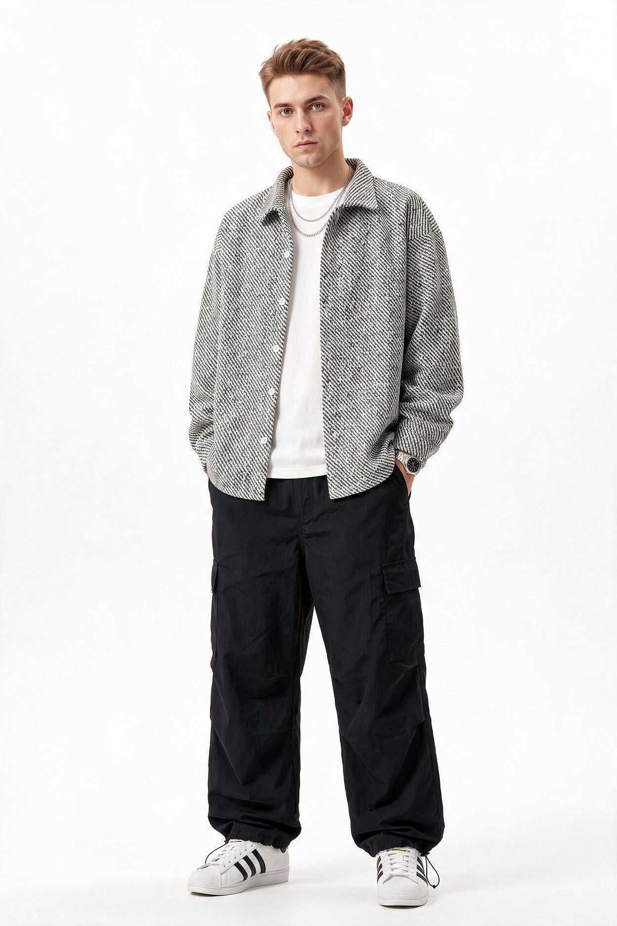 White Chest Pocket Casual Shirt
