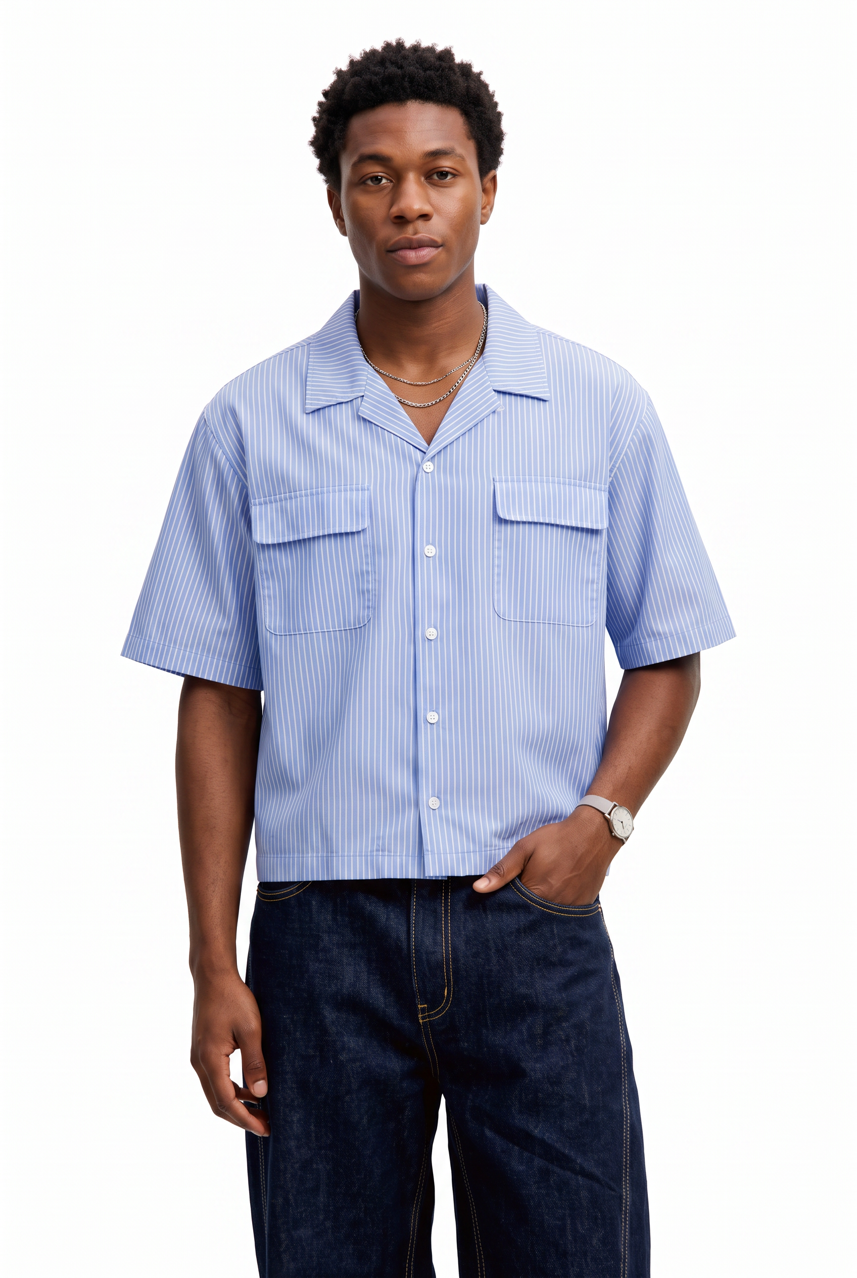 Sky Blue Chest Pocket Casual Shirt