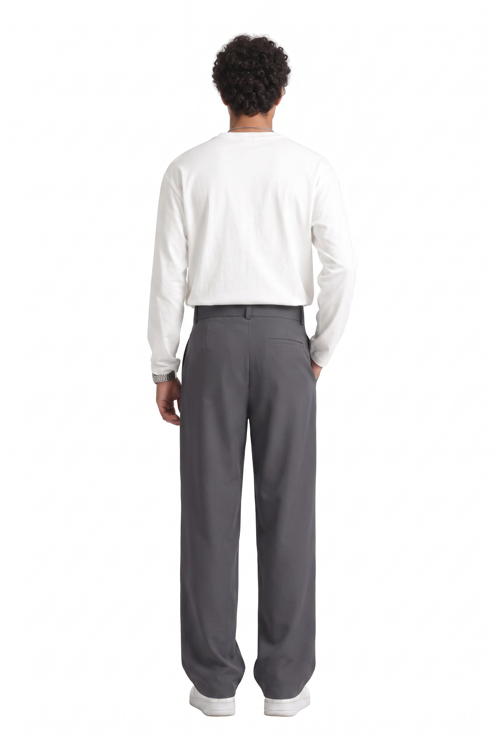 Grey Flat Front Slim Formal Trousers