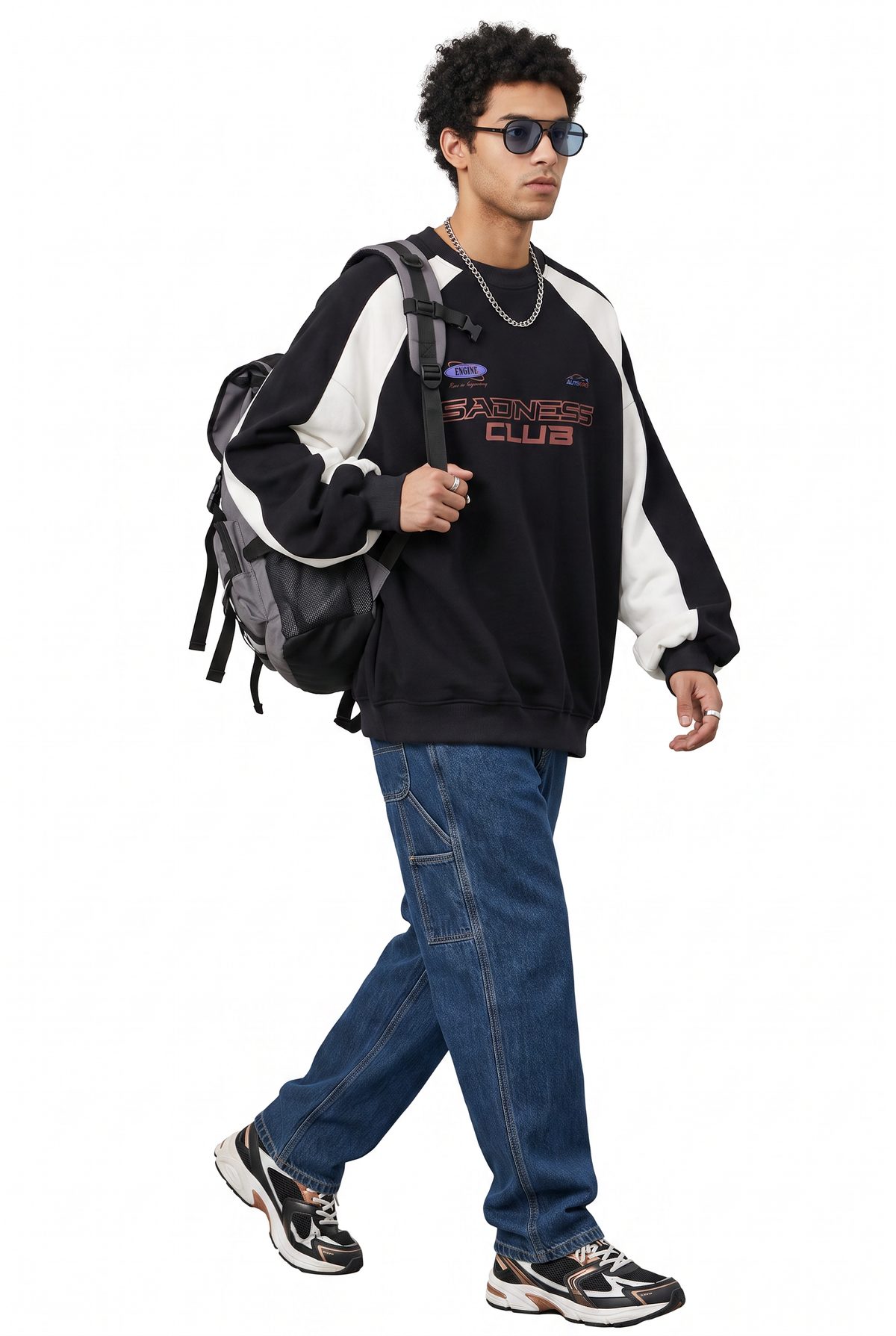 Raglan Black Graphic Sweatshirt
