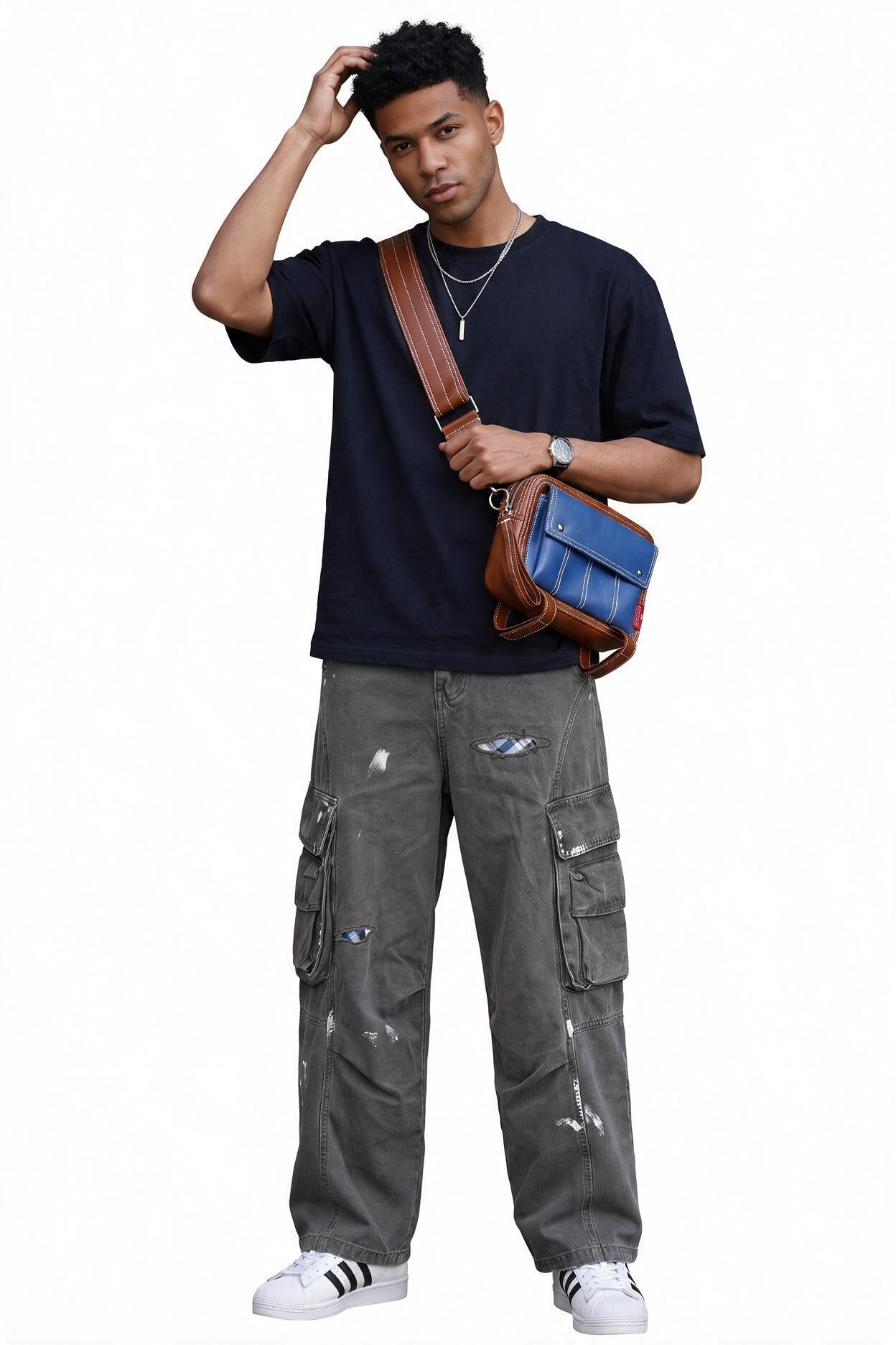 Grey Drawstring Straight Casual Trousers