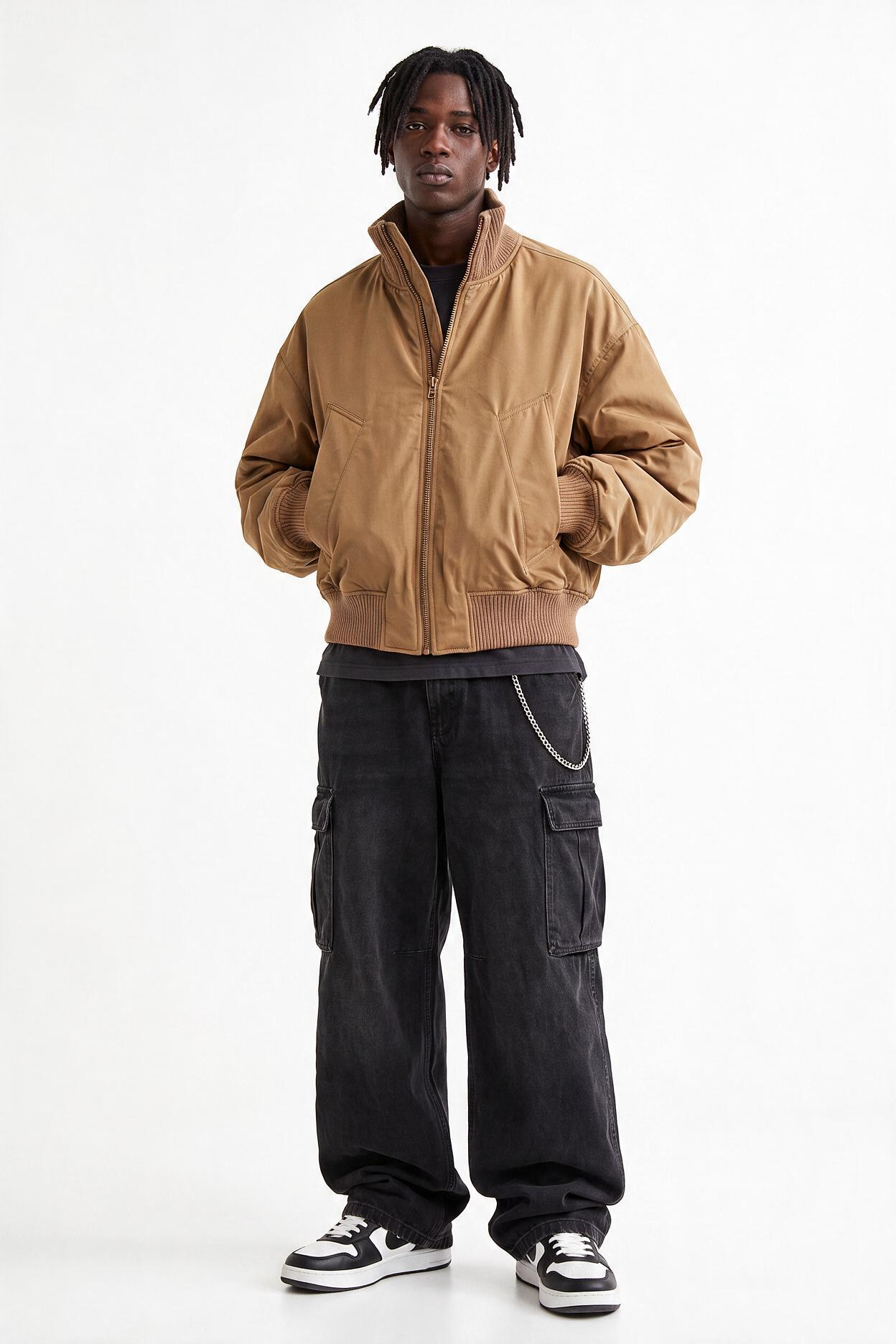 Brown Zip Placket Regular Jacket