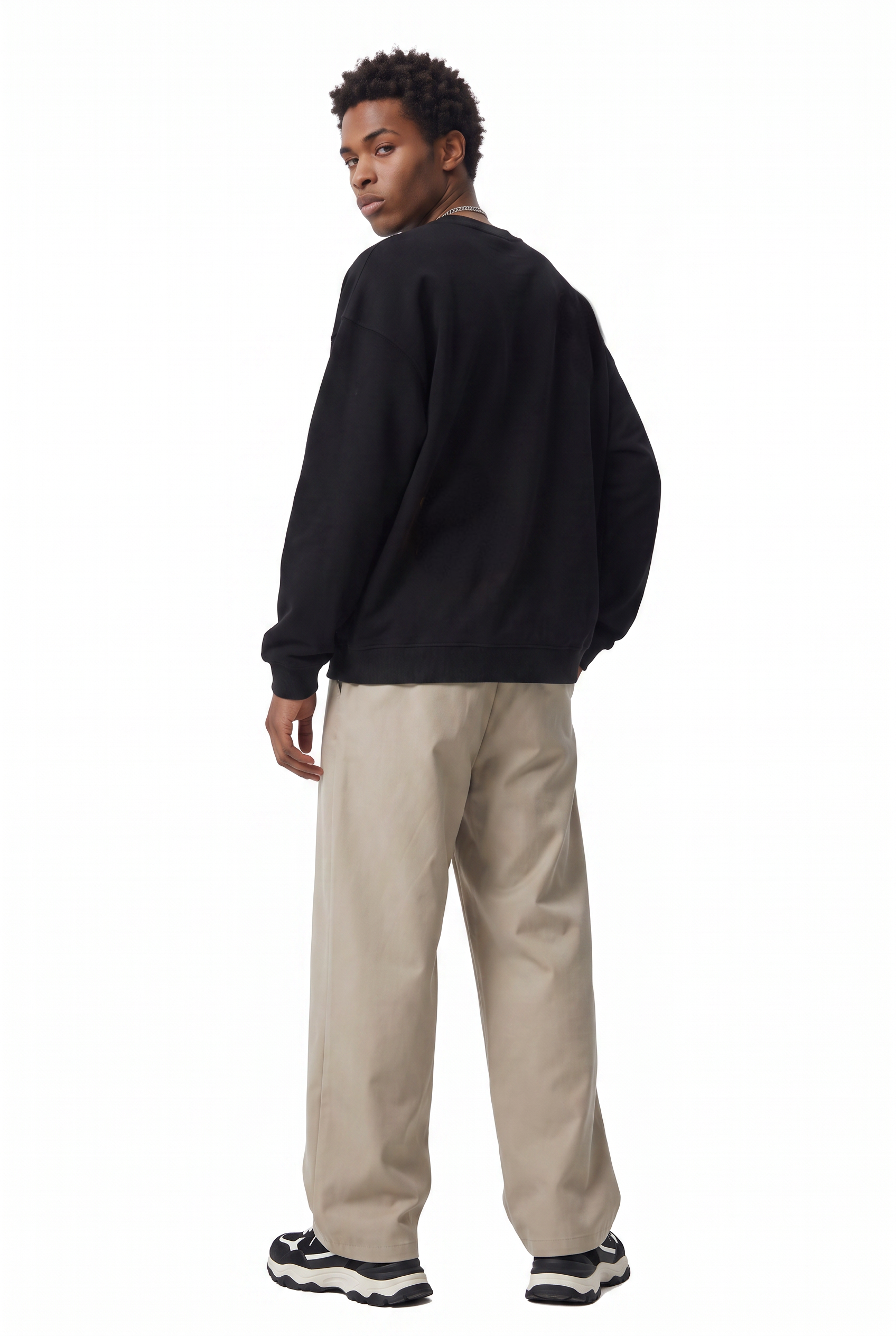 Black Ribbed Oversized Sweatshirt