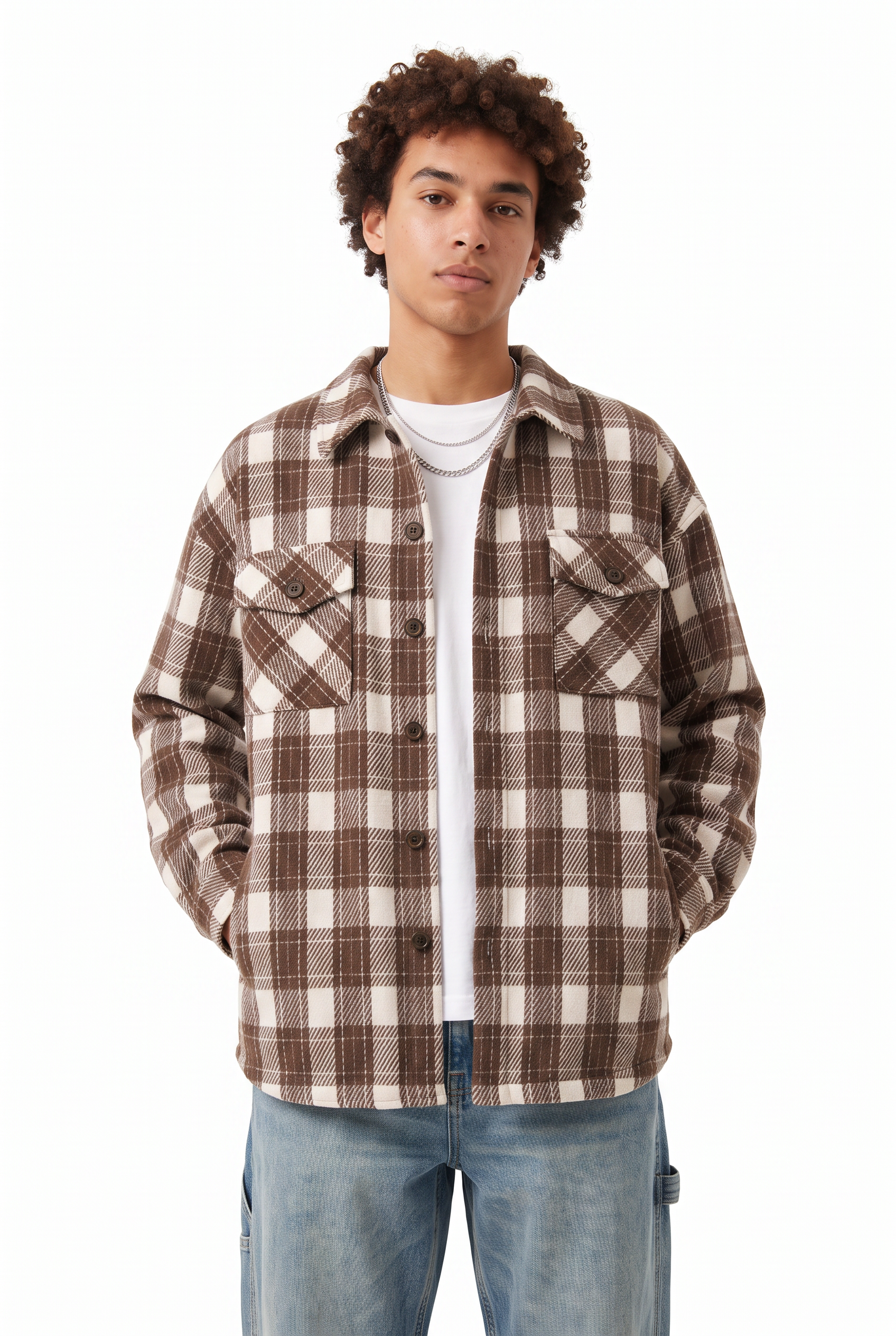 Brown Chest Pocket Casual Shirt