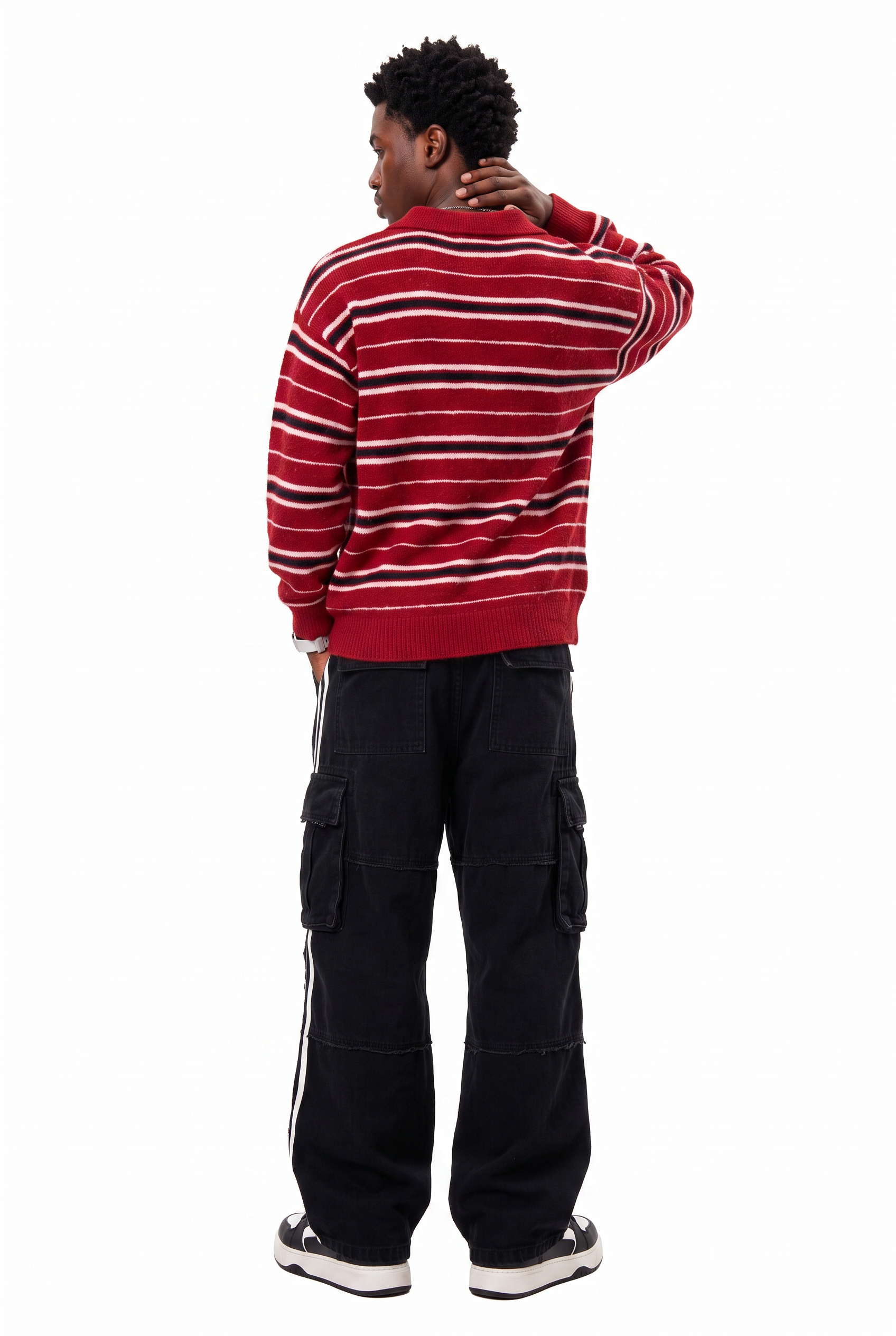 Red Ribbed Crew Neck Sweater