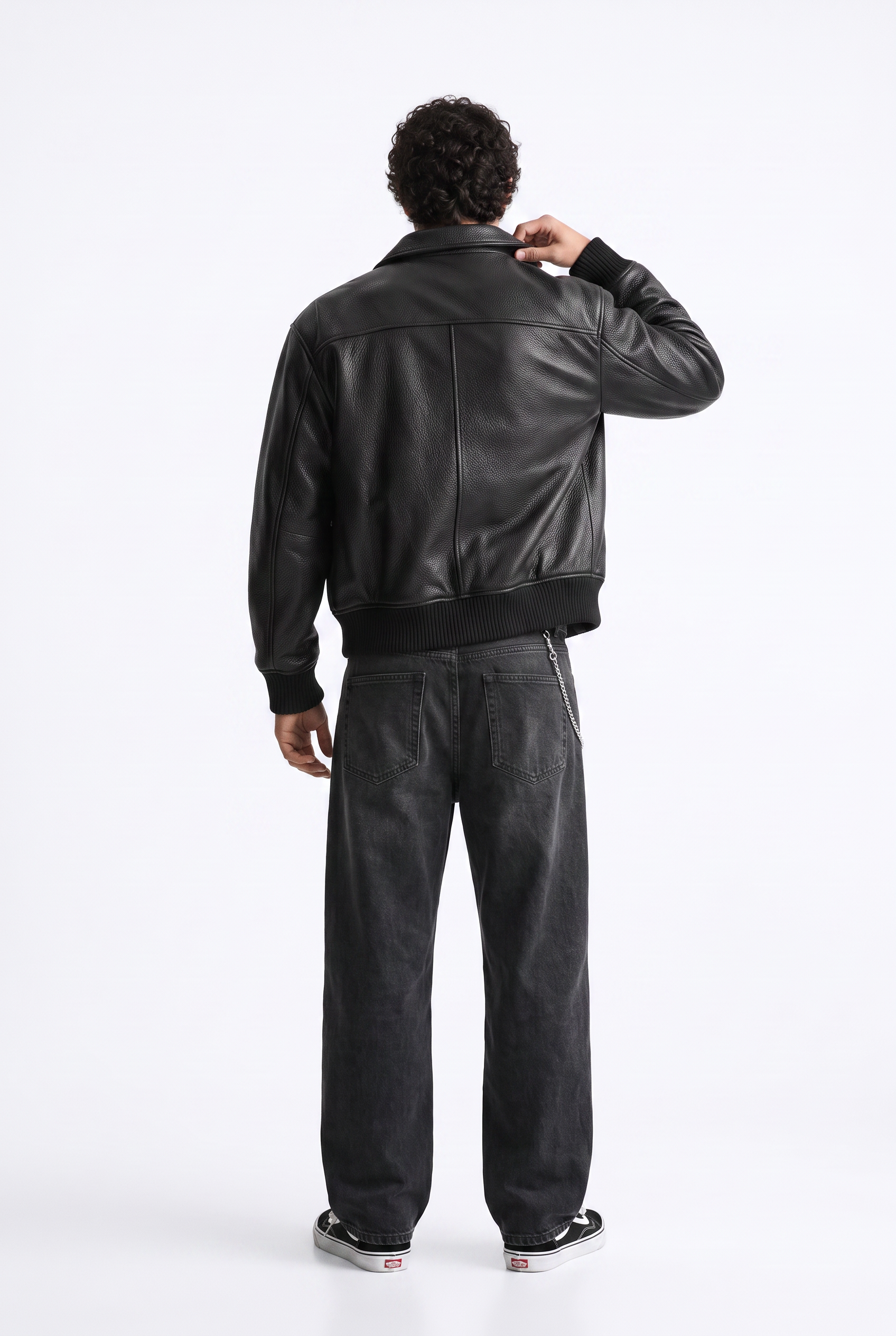 Black Zip-Up Mandarin Collar Jacket