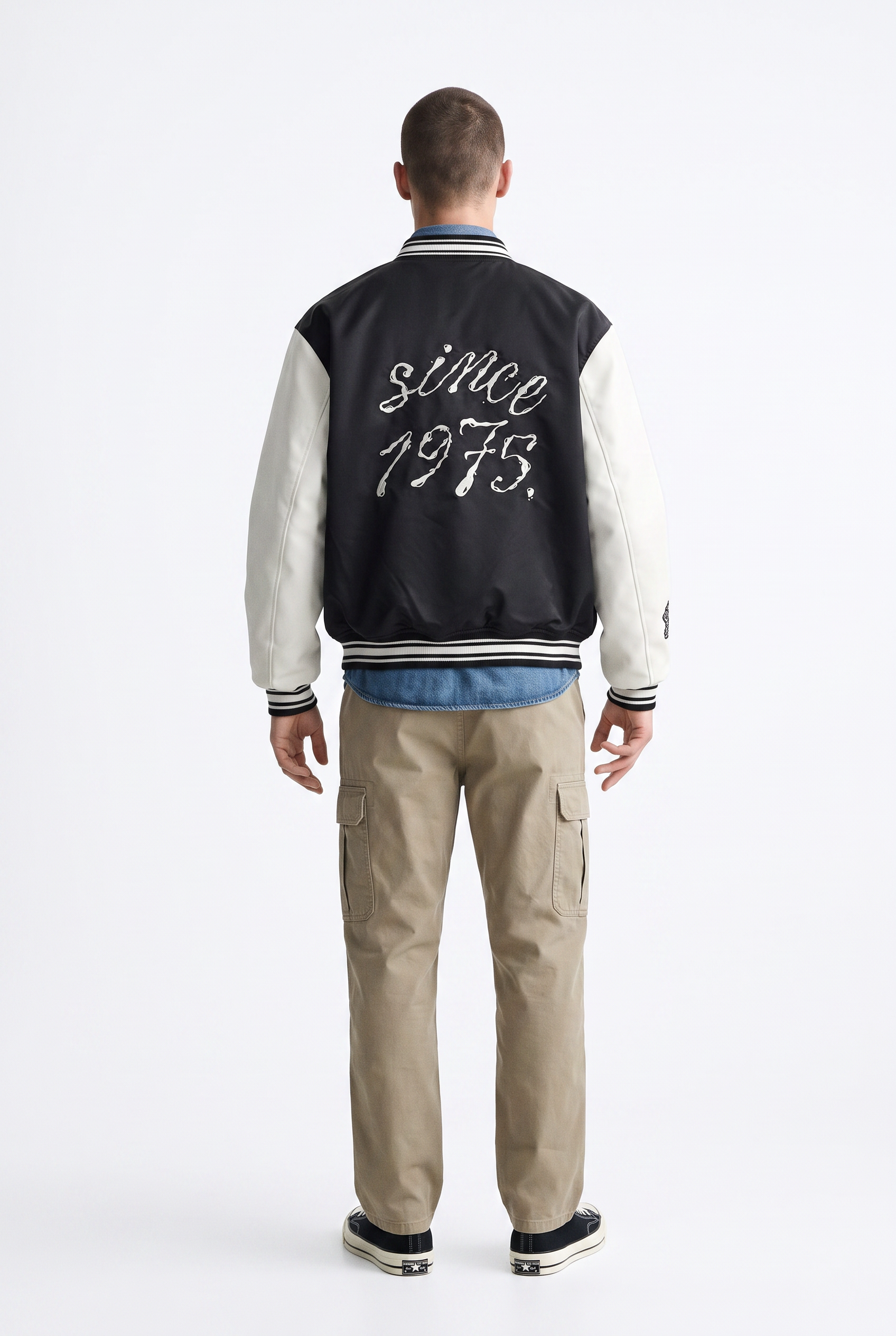 Black Zip Mandarin Collar Jacket