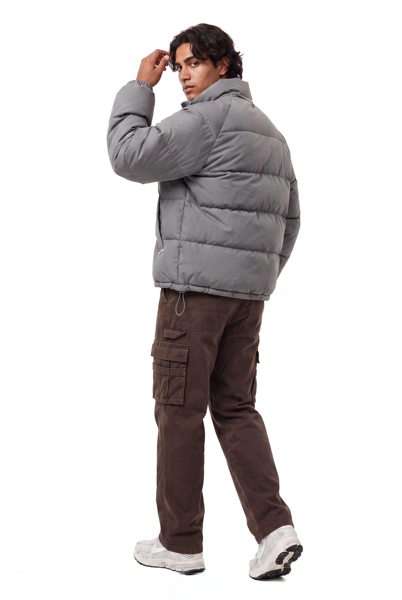 Olive Zip Mandarin Collar Jacket