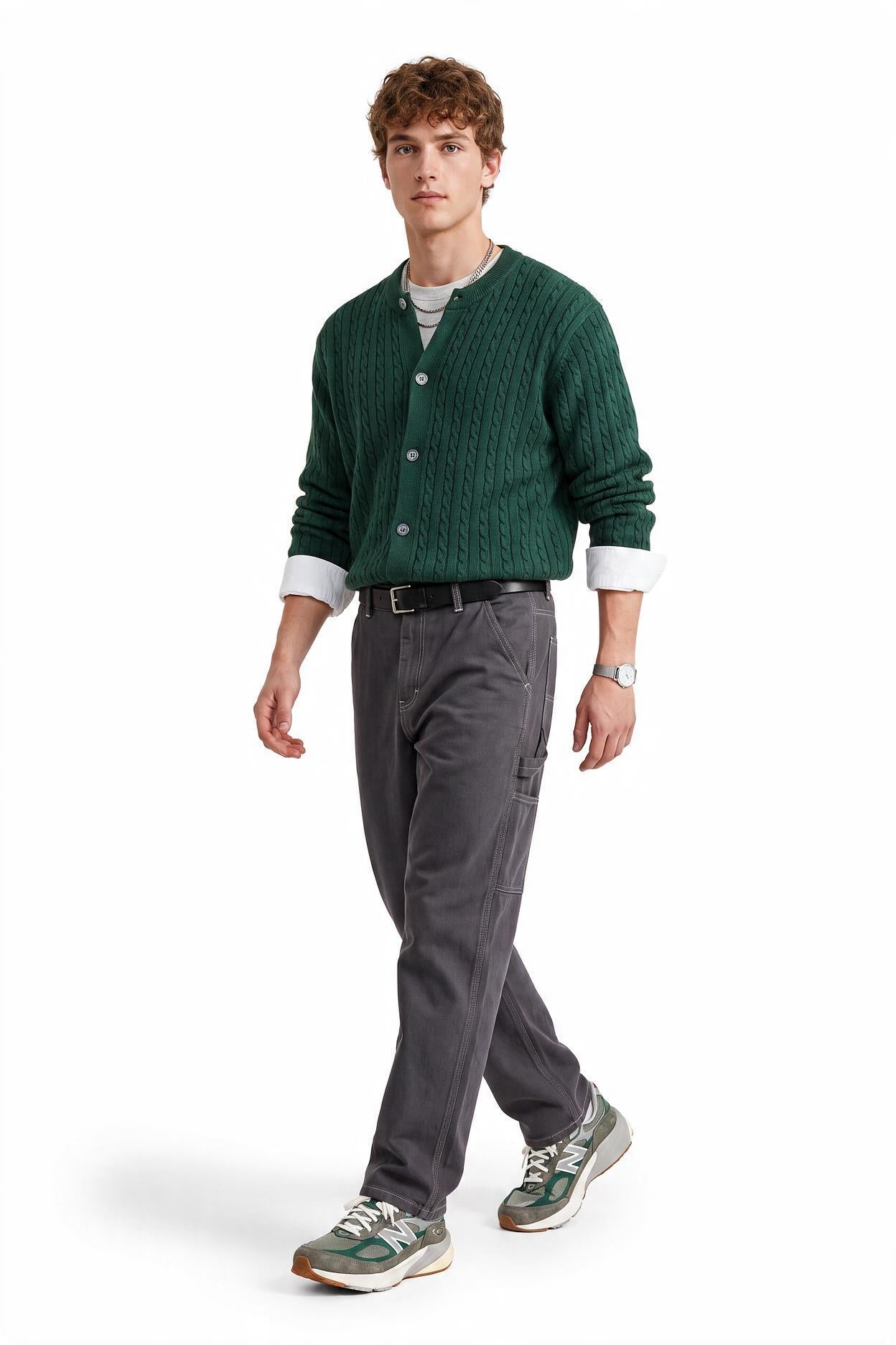 Olive Ribbed Crew Neck Sweater
