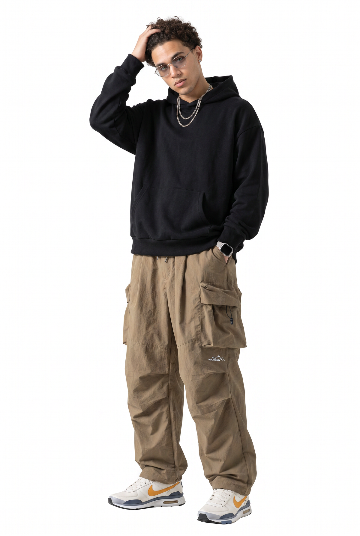 Relaxed Khaki Cargo Trousers