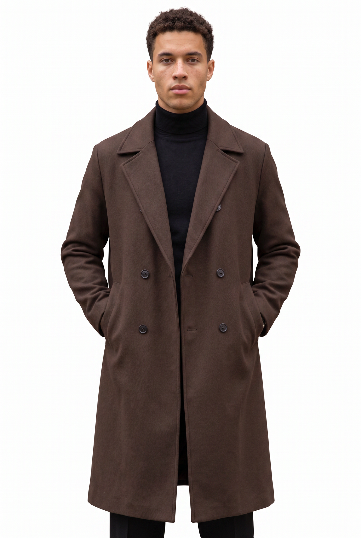 Double Breasted Brown Wool Coat