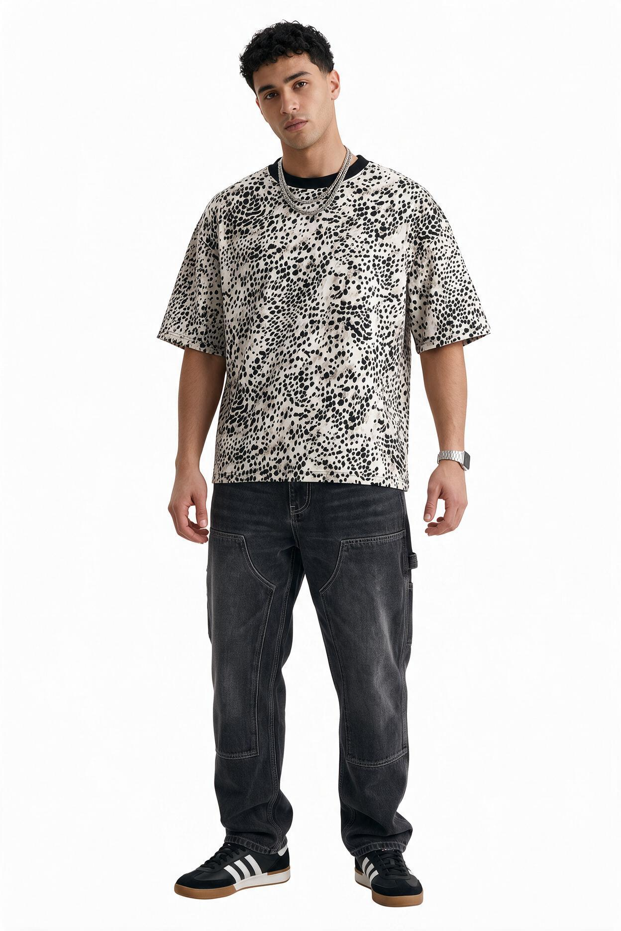 Grey Dropped Shoulder Oversized Tee