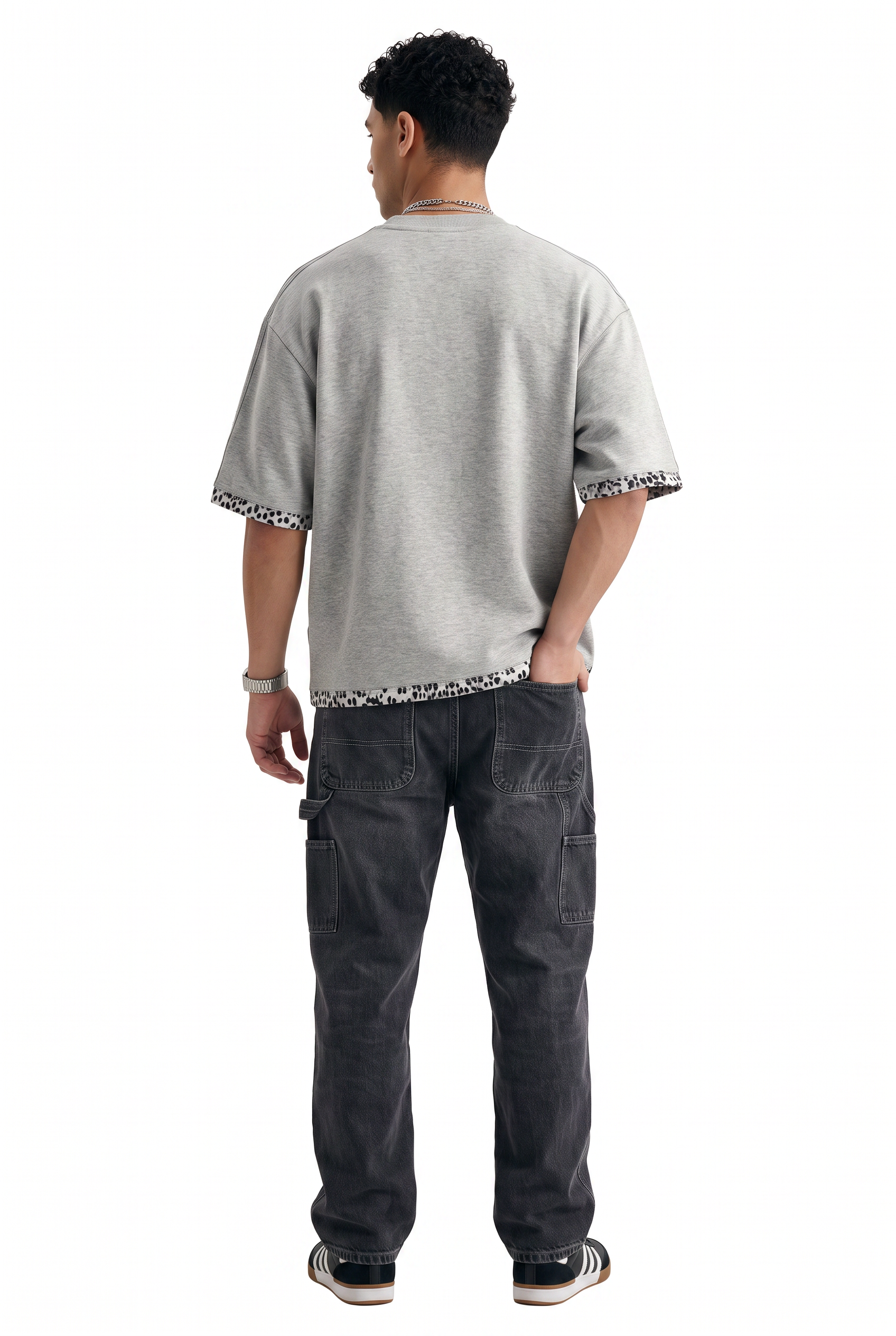 Grey Dropped Shoulder Oversized Tee