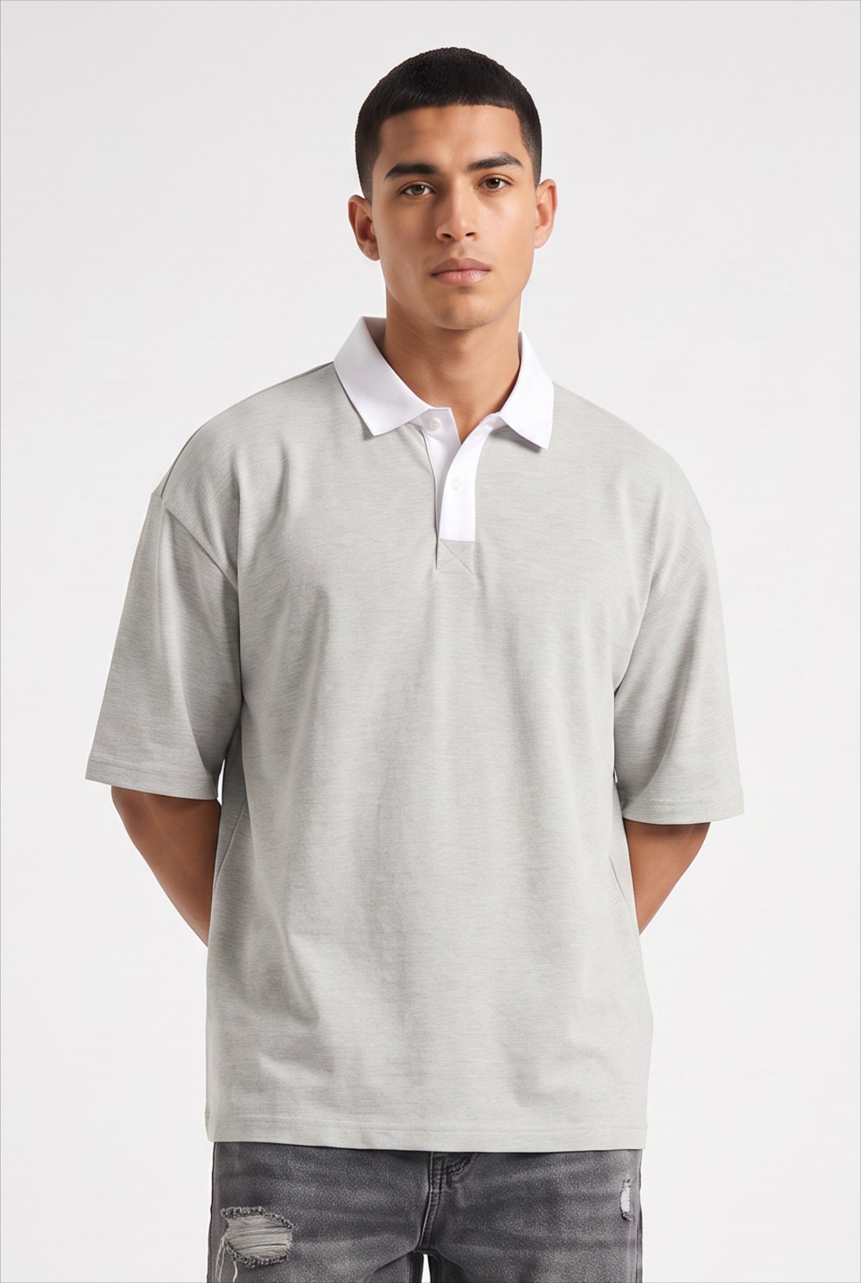 Grey Dropped Shoulder Oversized Tee