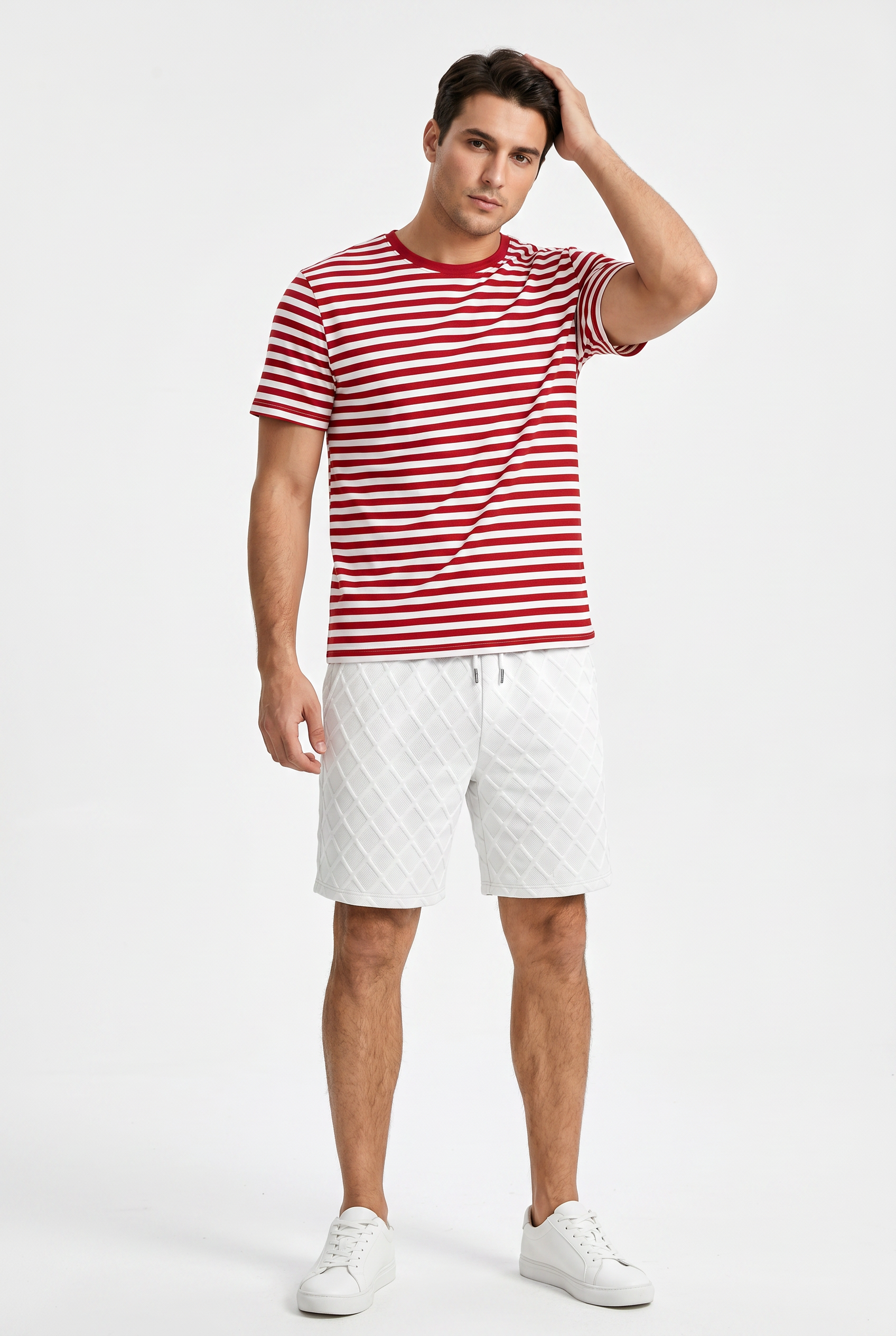 White Relaxed Drawstring Shorts