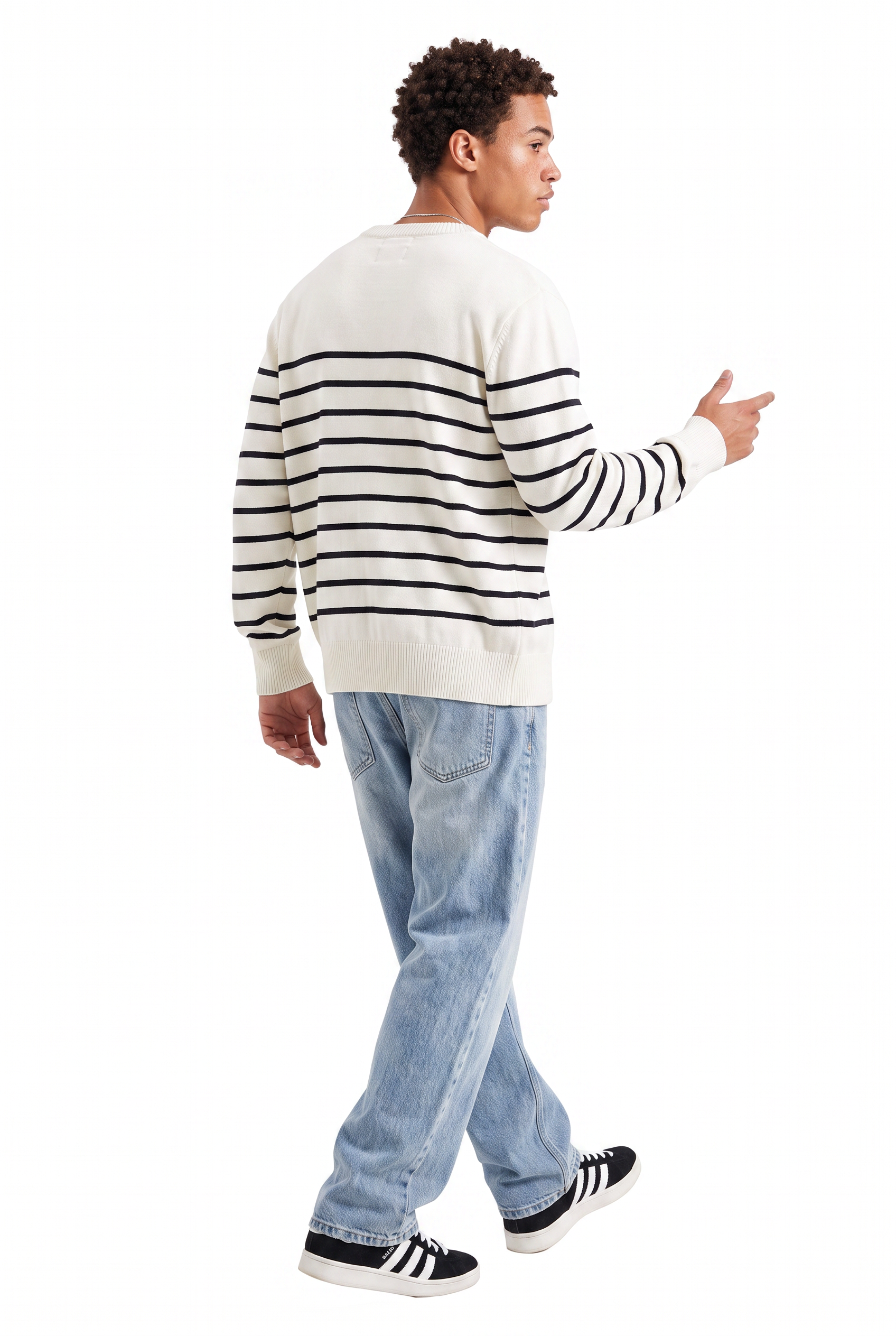 Cream Ribbed Crew Neck Sweater