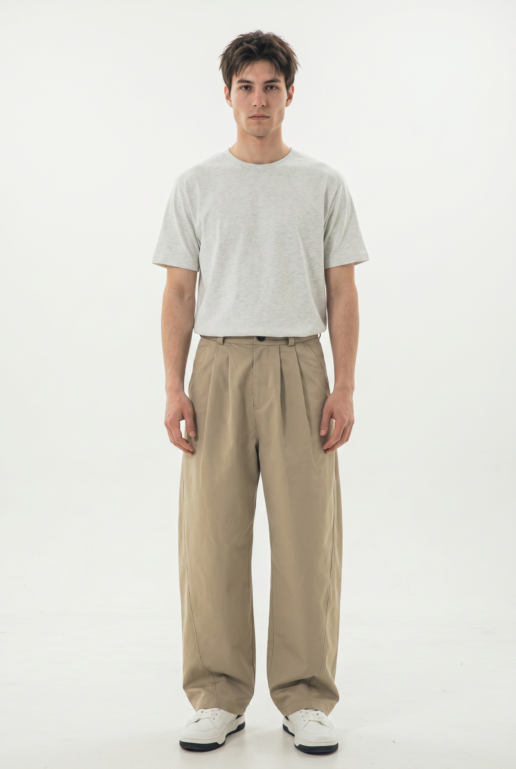 Beige Relaxed Casual Trouser