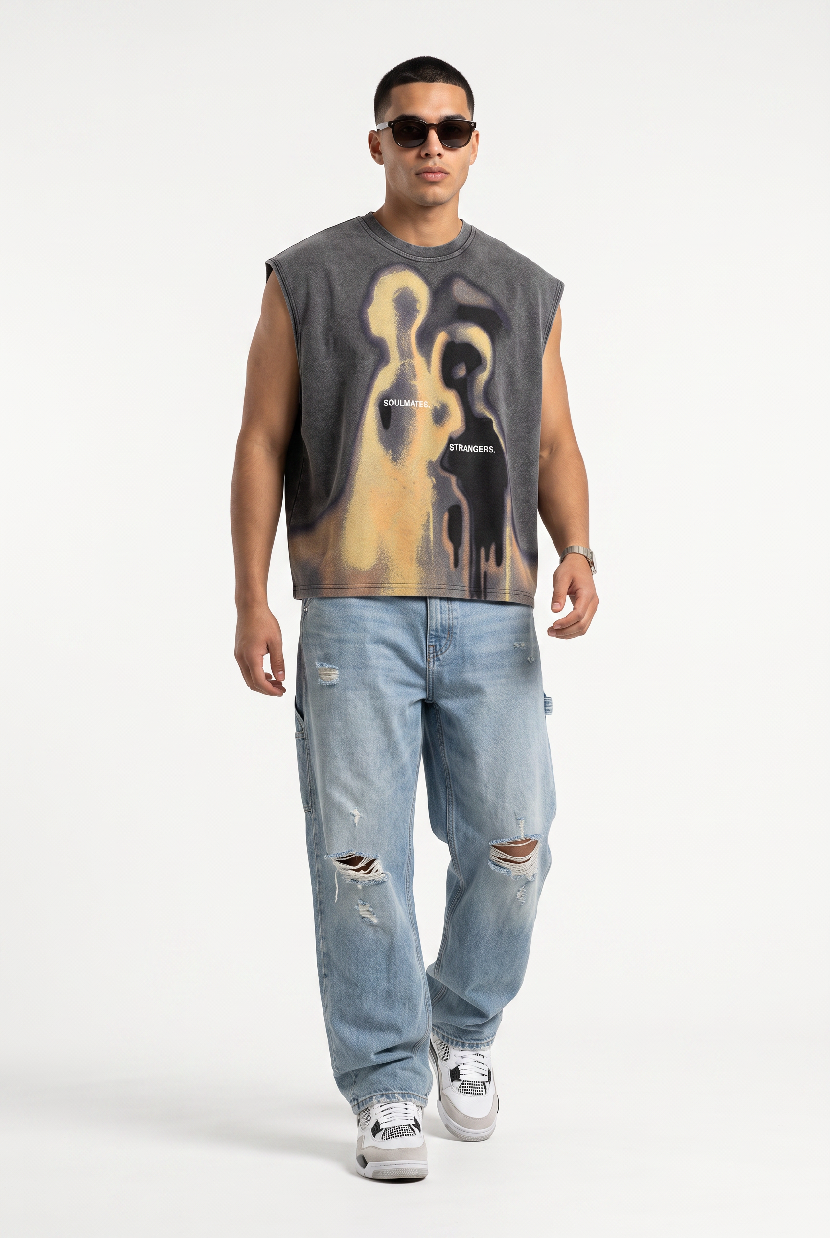 Grey Dropped Shoulder Oversized Tee