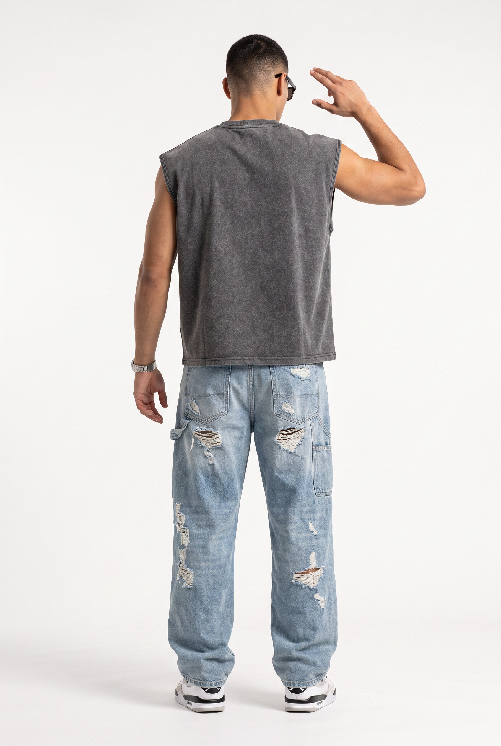 Grey Dropped Shoulder Oversized Tee