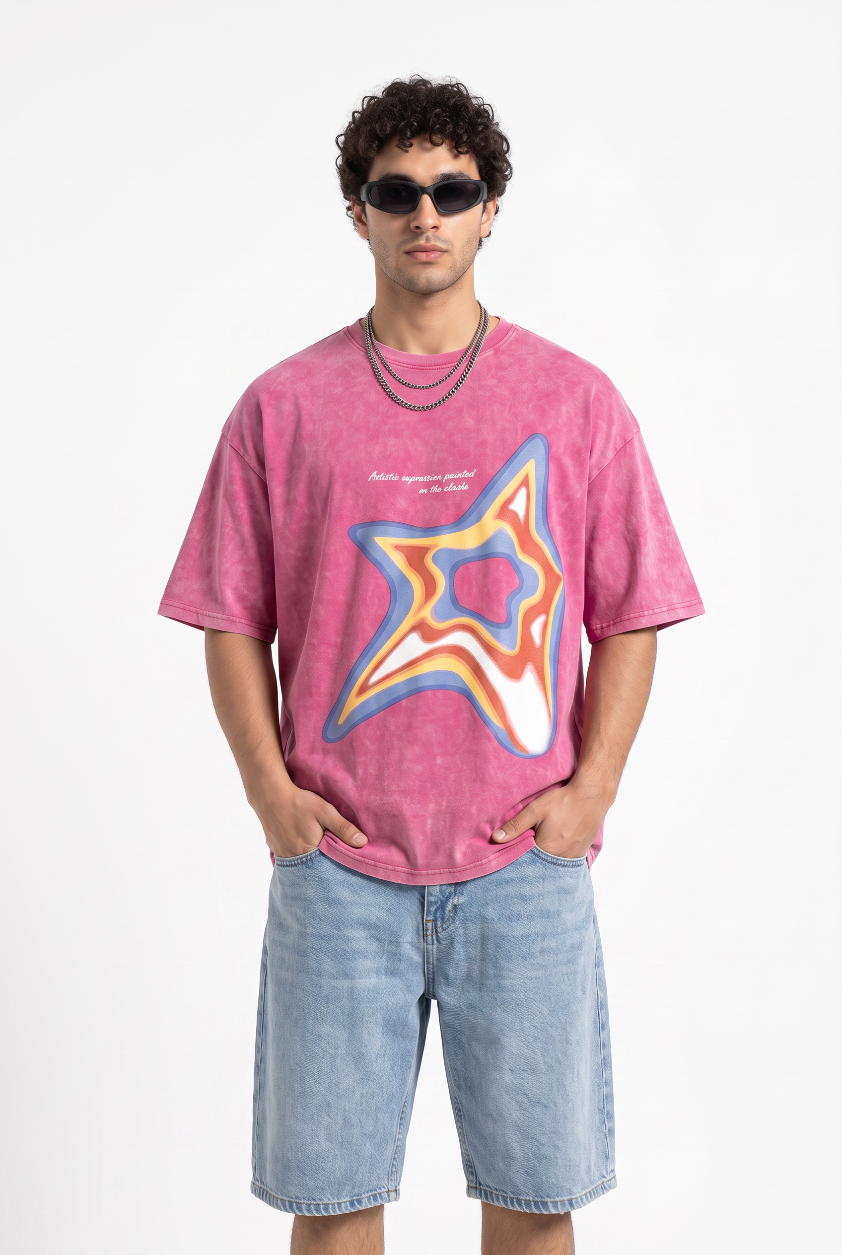 Pink Dropped Shoulder Oversized Tee