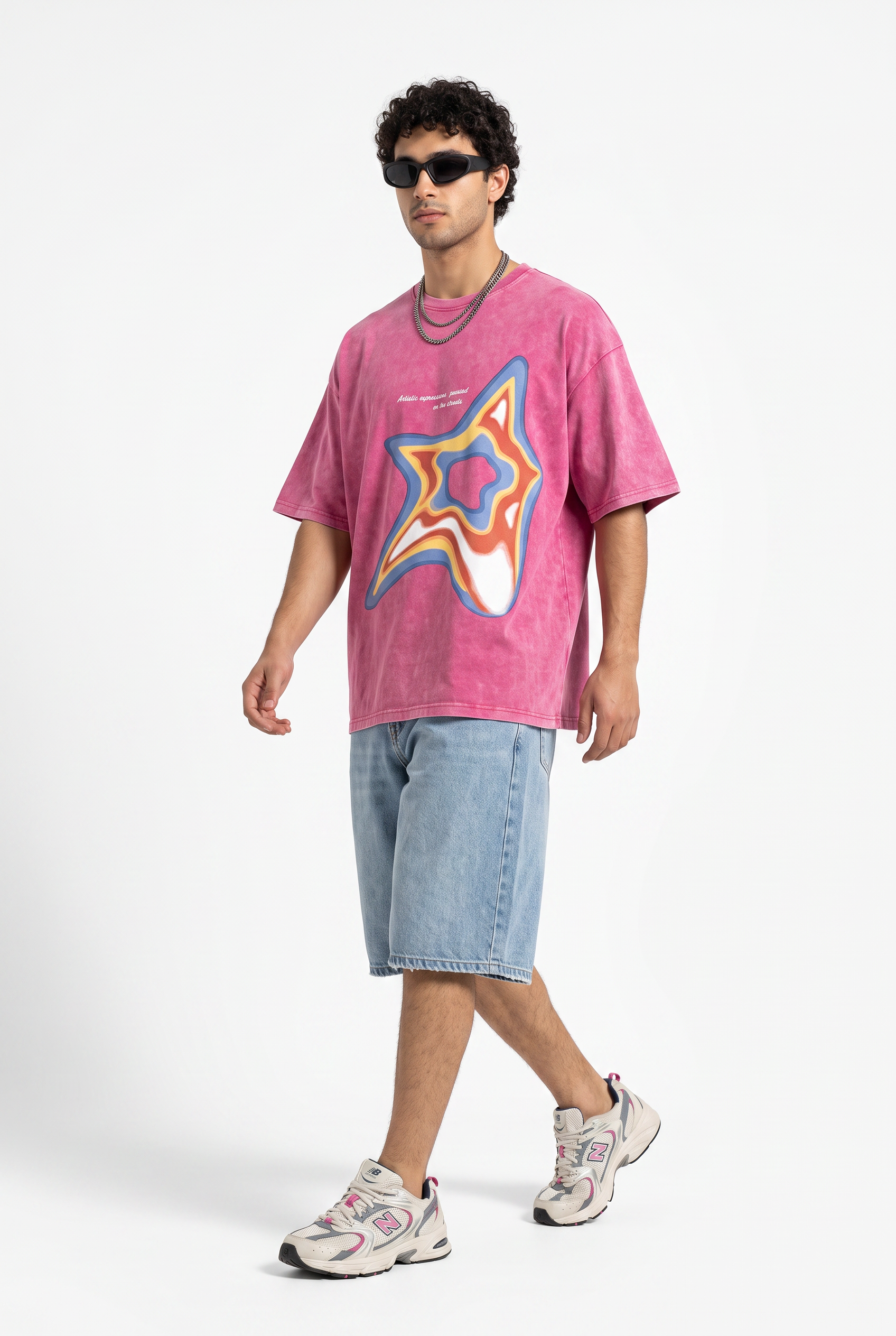 Pink Dropped Shoulder Oversized Tee