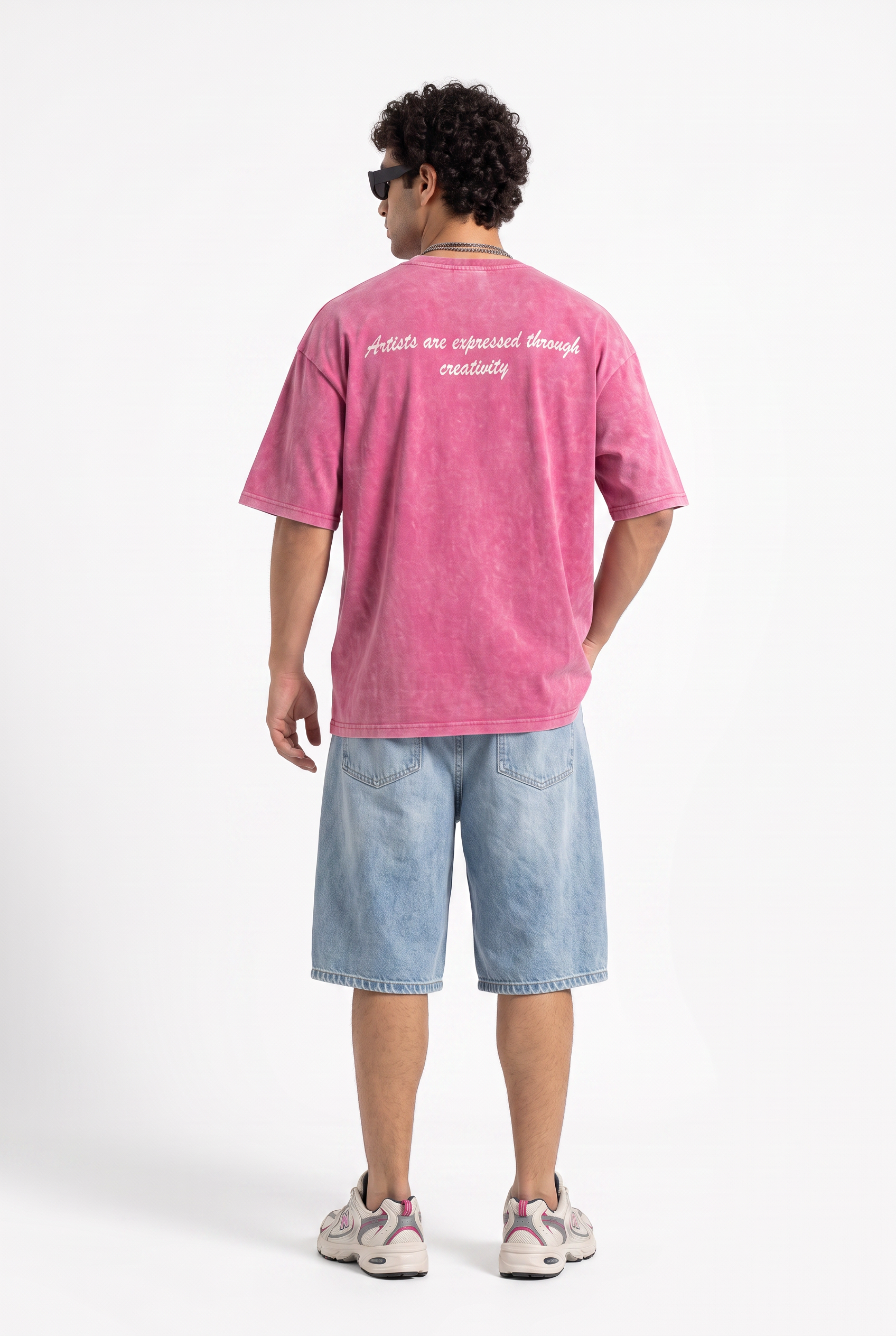 Pink Dropped Shoulder Oversized Tee