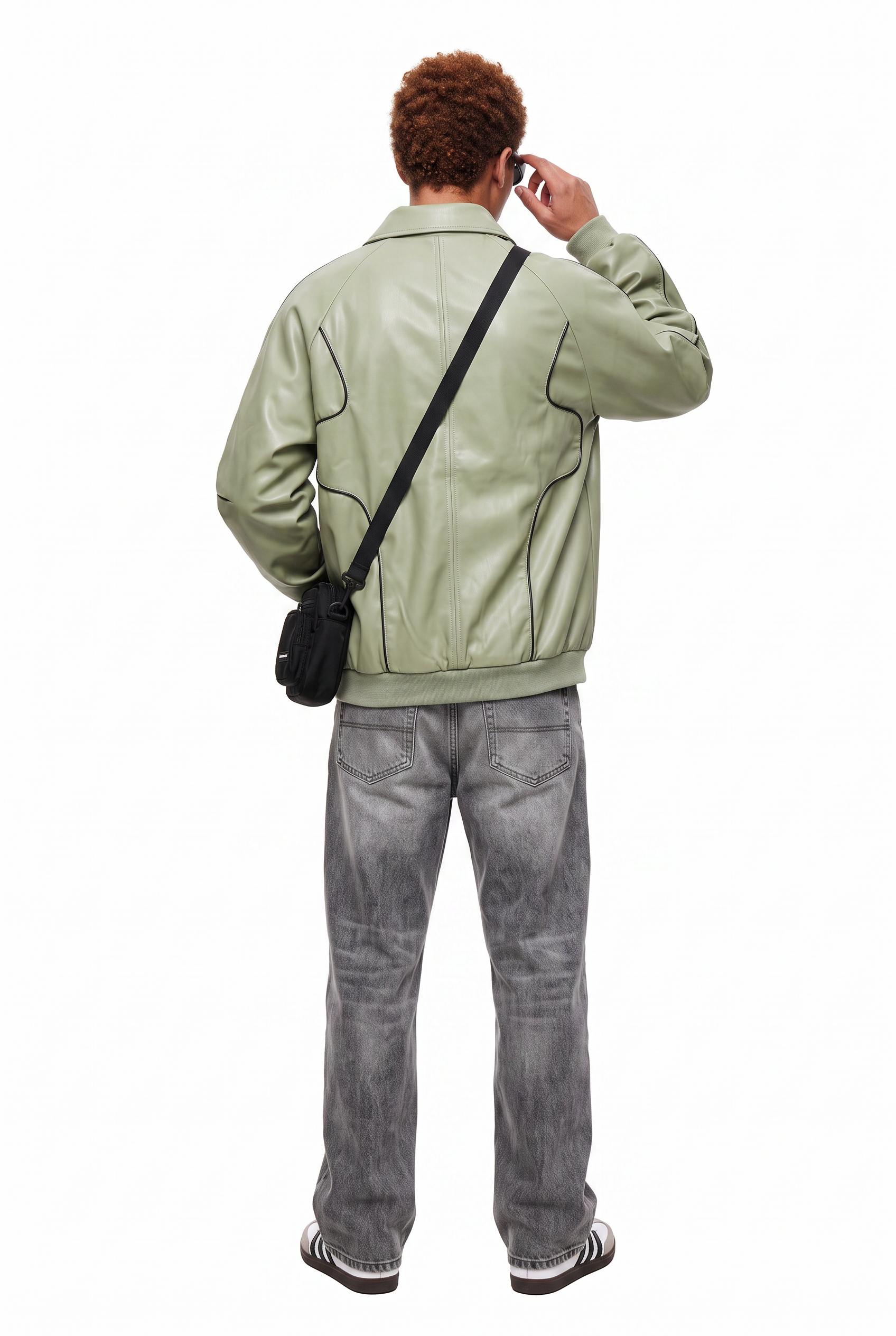 Olive Zip-Up Mandarin Collar Jacket