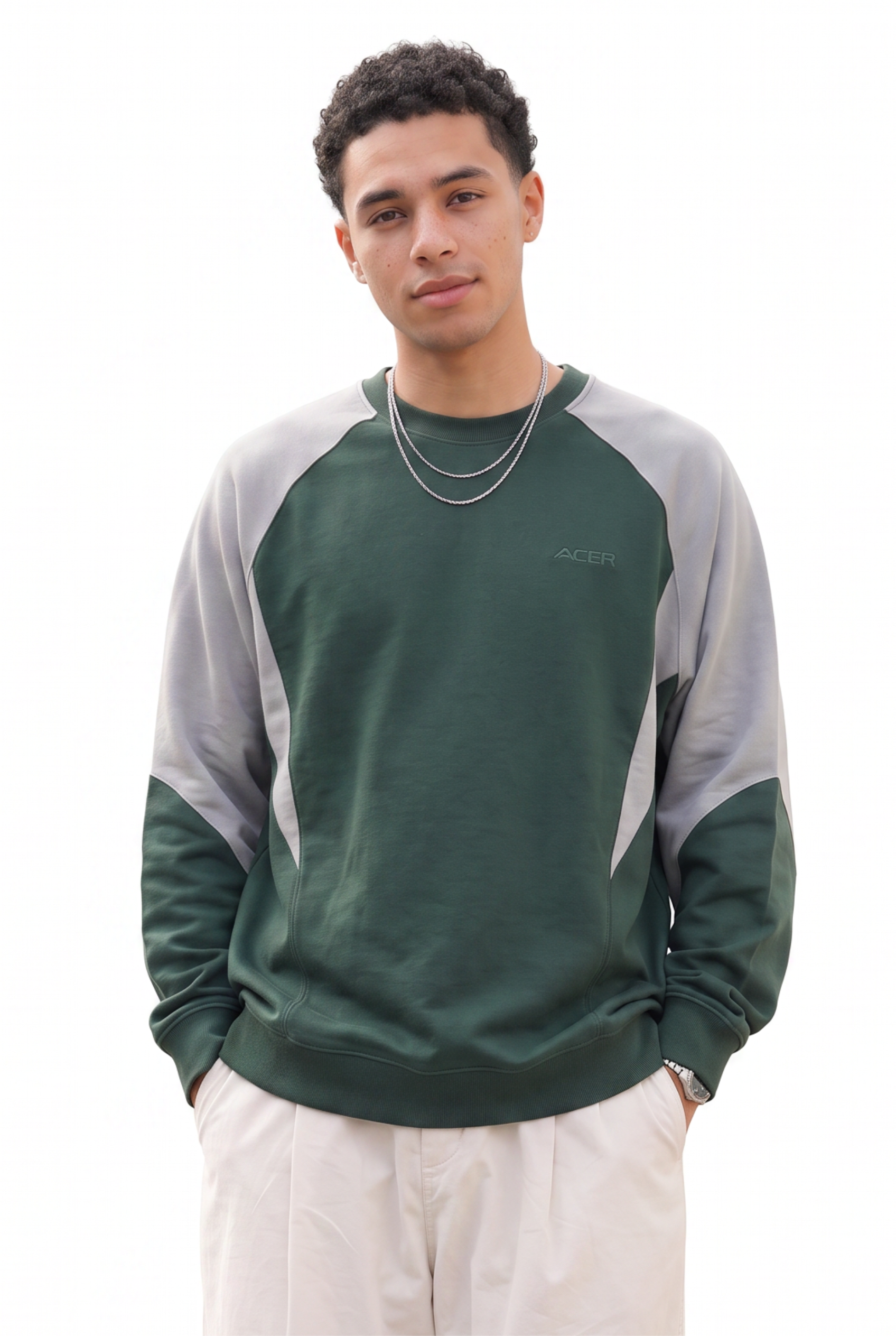 Olive Ribbed Oversized Sweatshirt