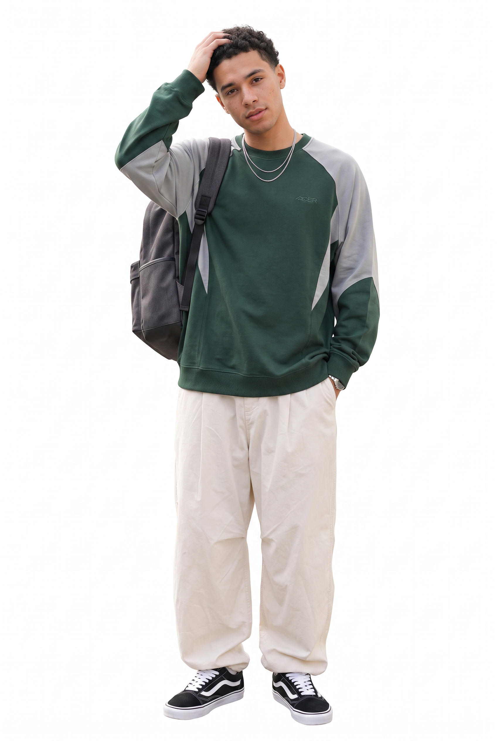 Olive Ribbed Oversized Sweatshirt