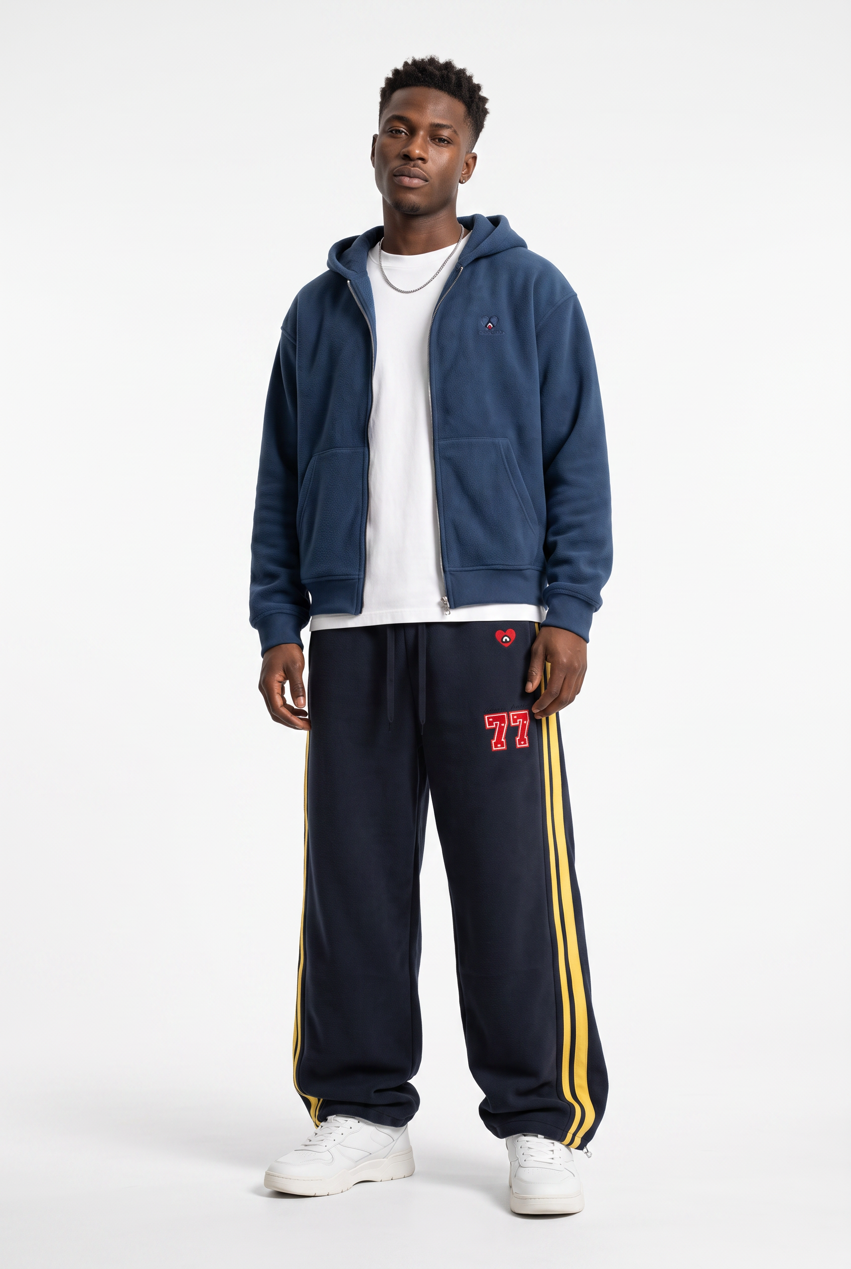 Steel Blue Drawstring Straight Casual Trousers