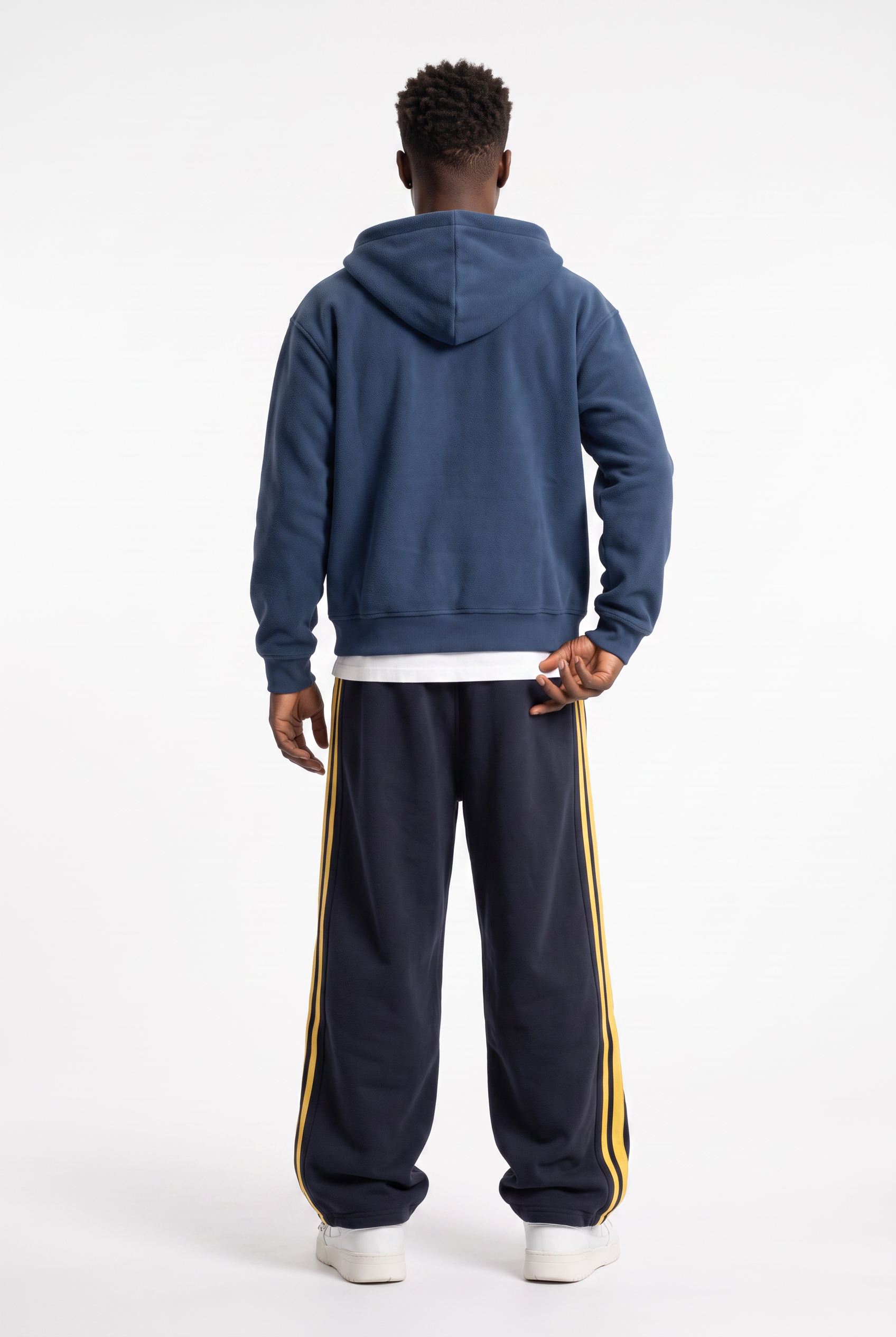 Steel Blue Drawstring Straight Casual Trousers
