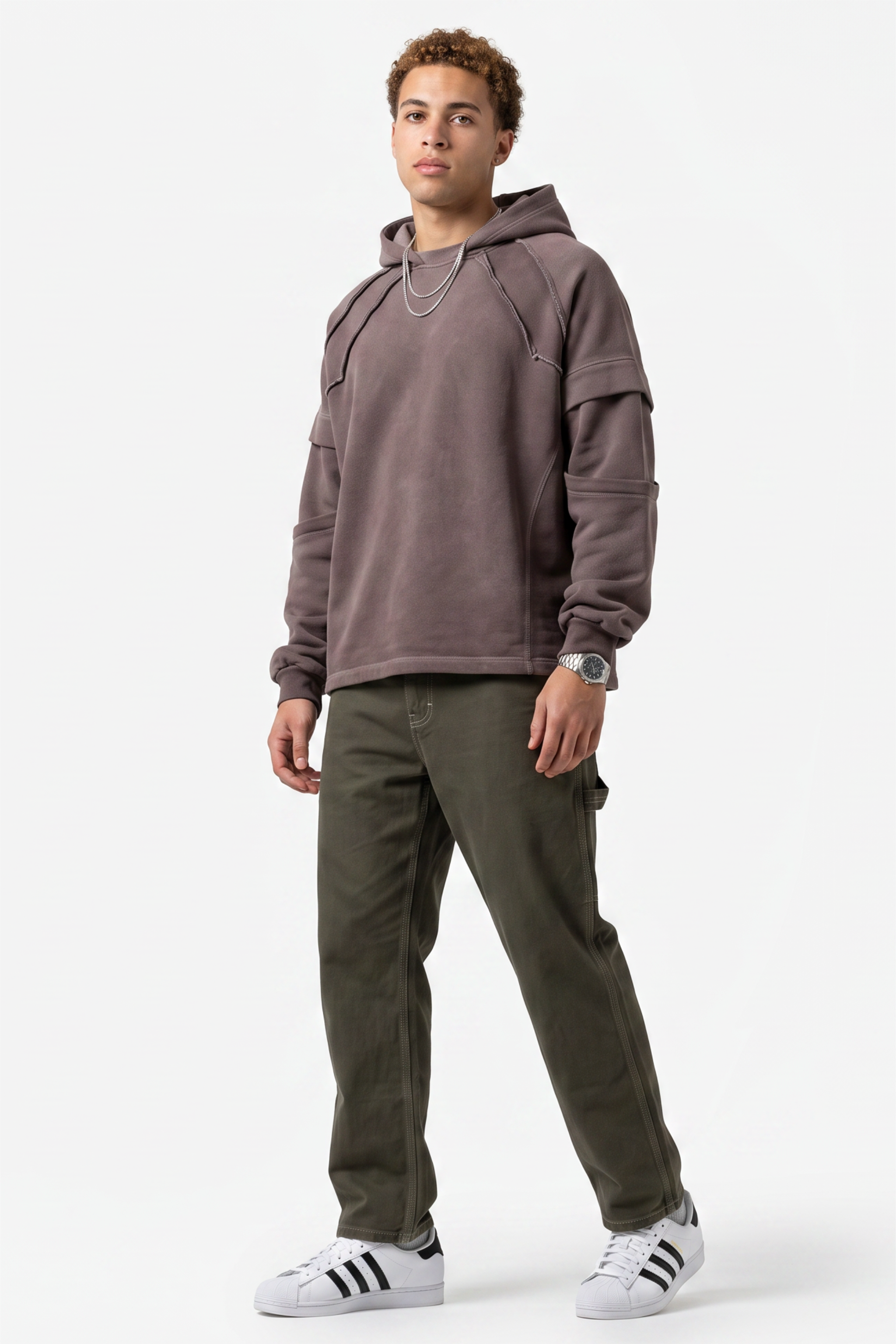Brown Oversized Drawstring Hoodie