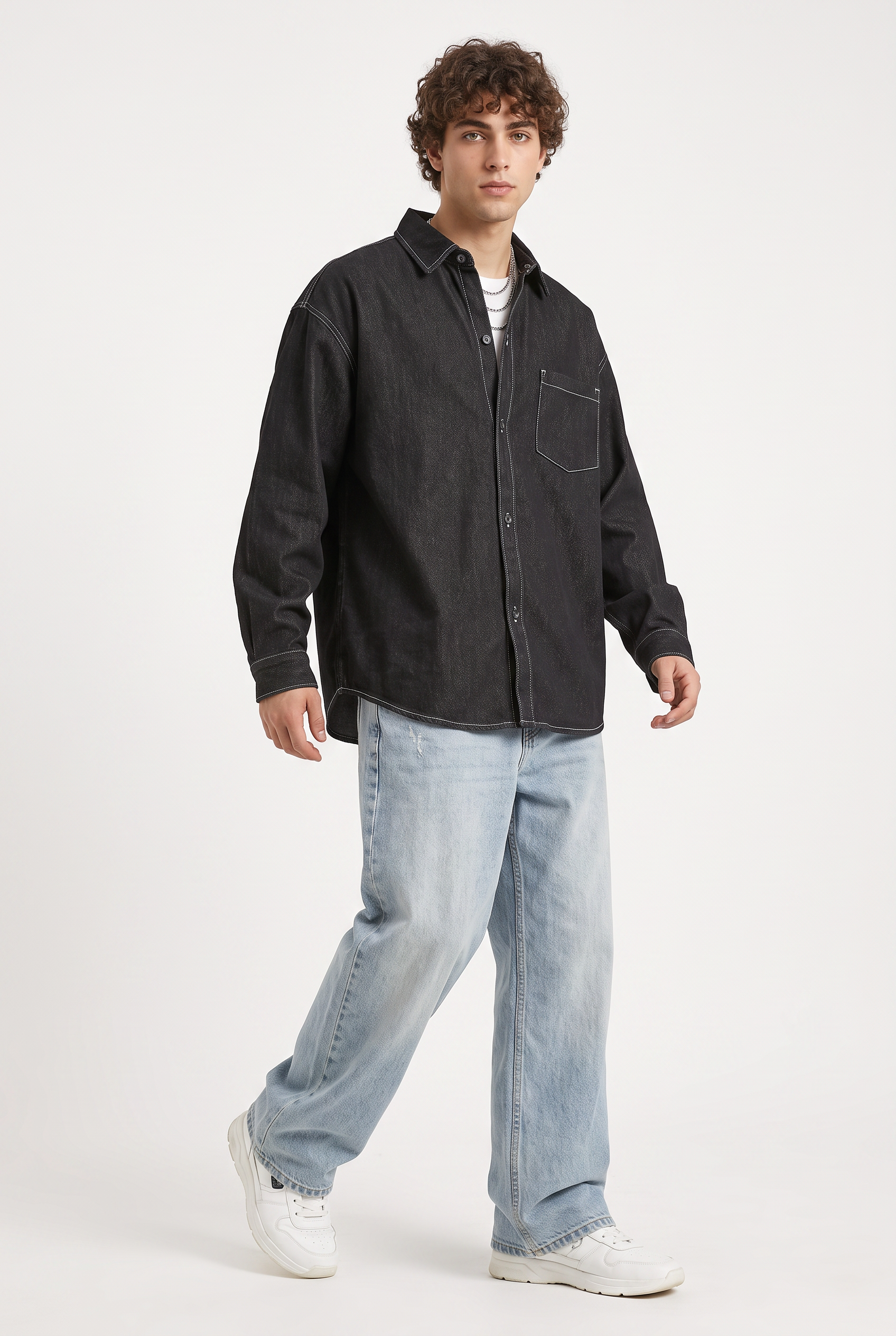 Black Chest Pocket Casual Shirt