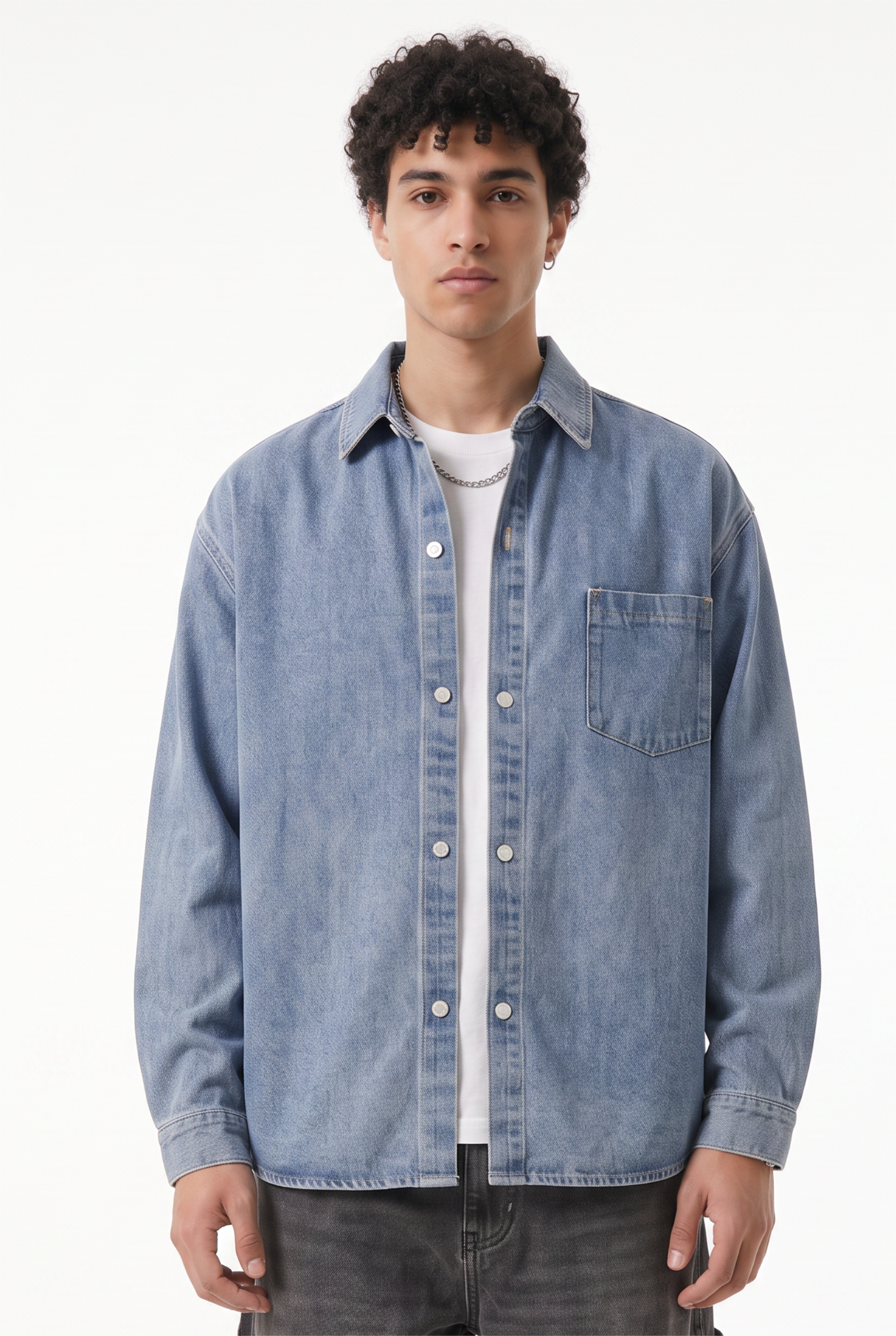 Sky Blue Chest Pocket Casual Shirt