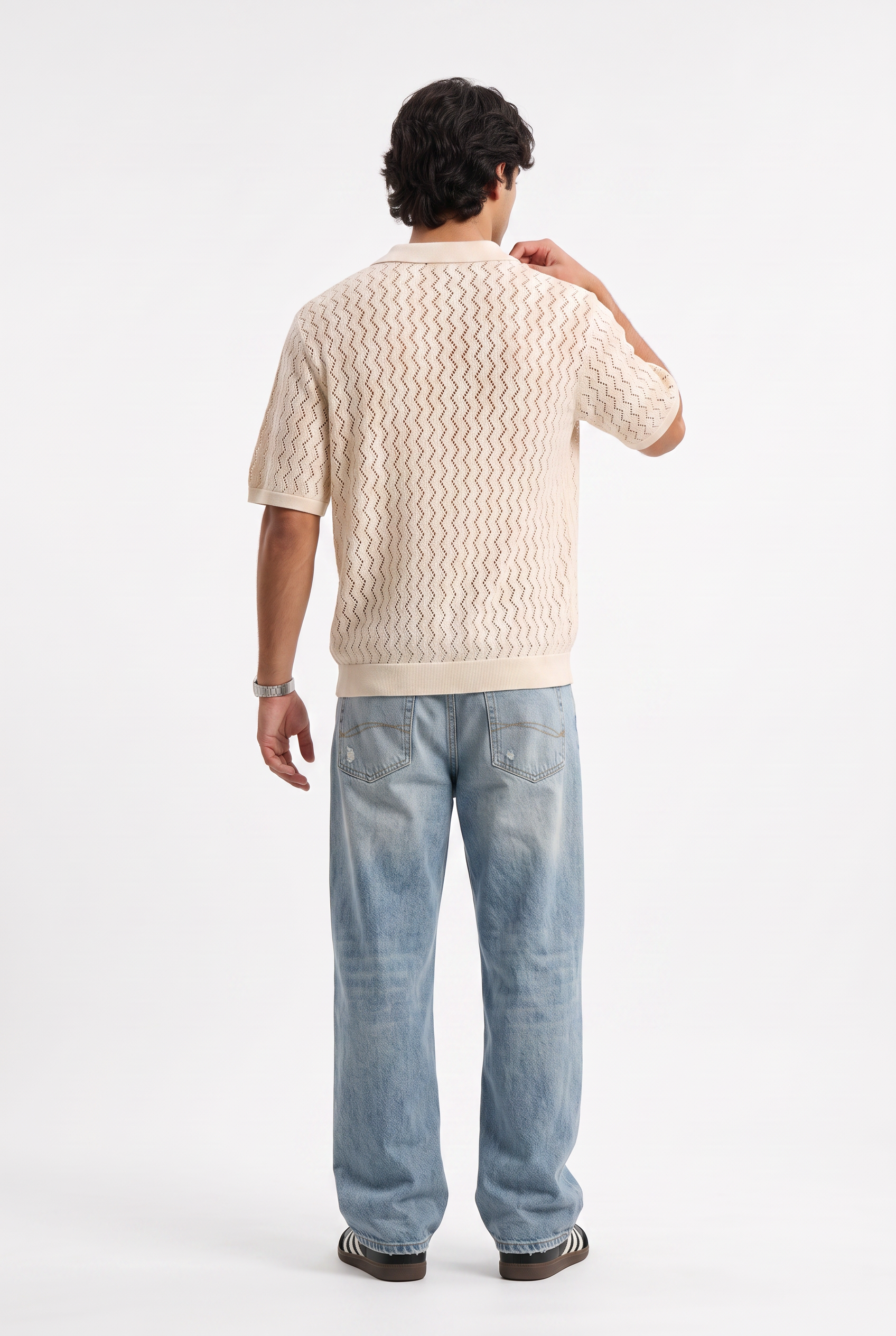 Beige Chest Pocket Crew Neck Tee