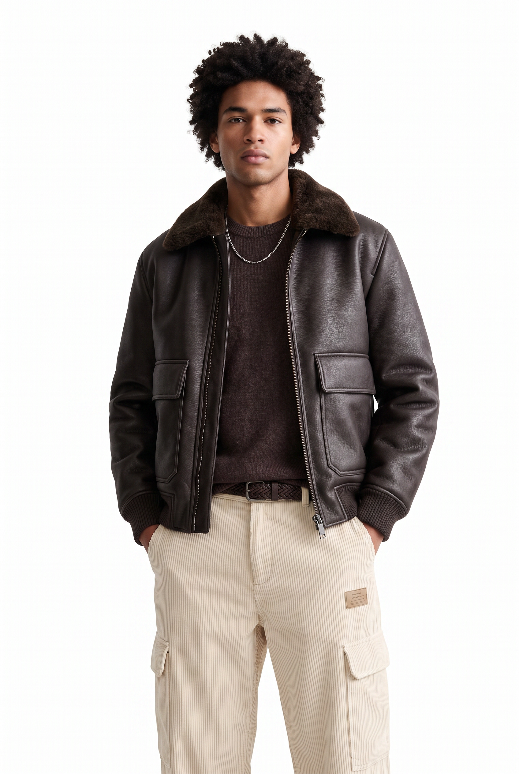 Black Zip-Up Mandarin Collar Jacket