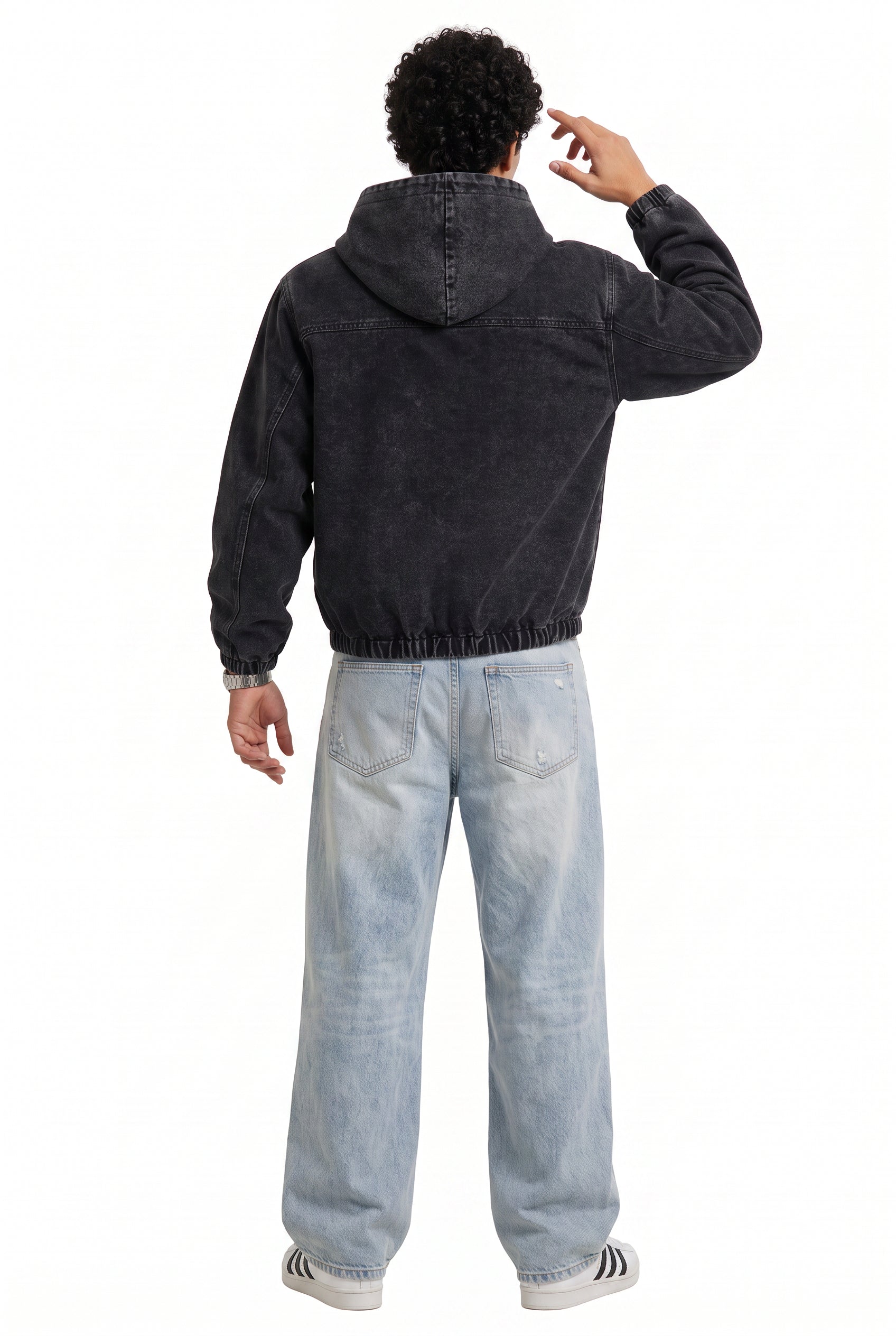 Black Zip Mandarin Collar Jacket